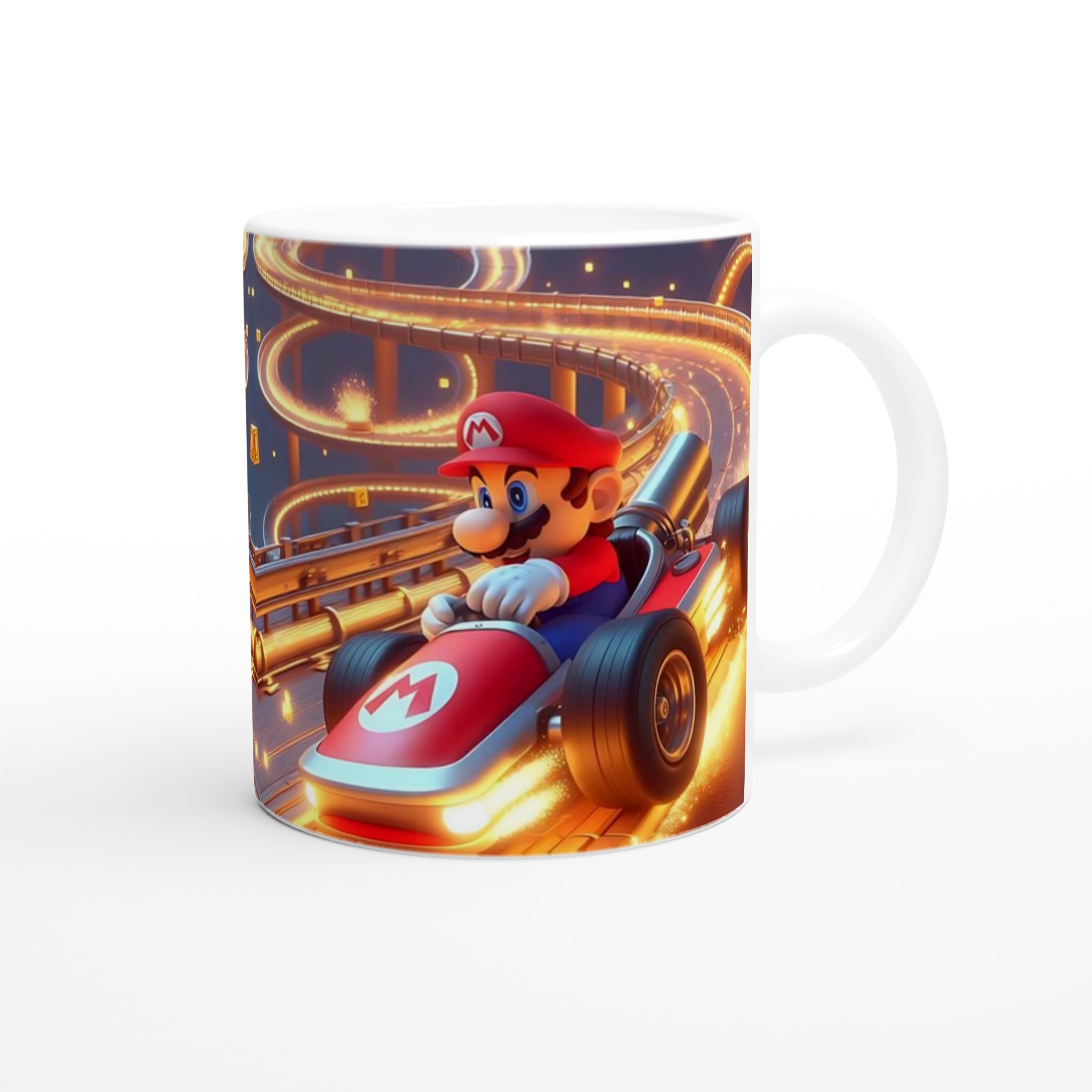 Vit 11oz keramisk mugg med dynamiskt racerbilsdesign i ditt val av sju färgstarka nyanser 9 8fdae014-b88a-4da8-bf98-24d031df516c