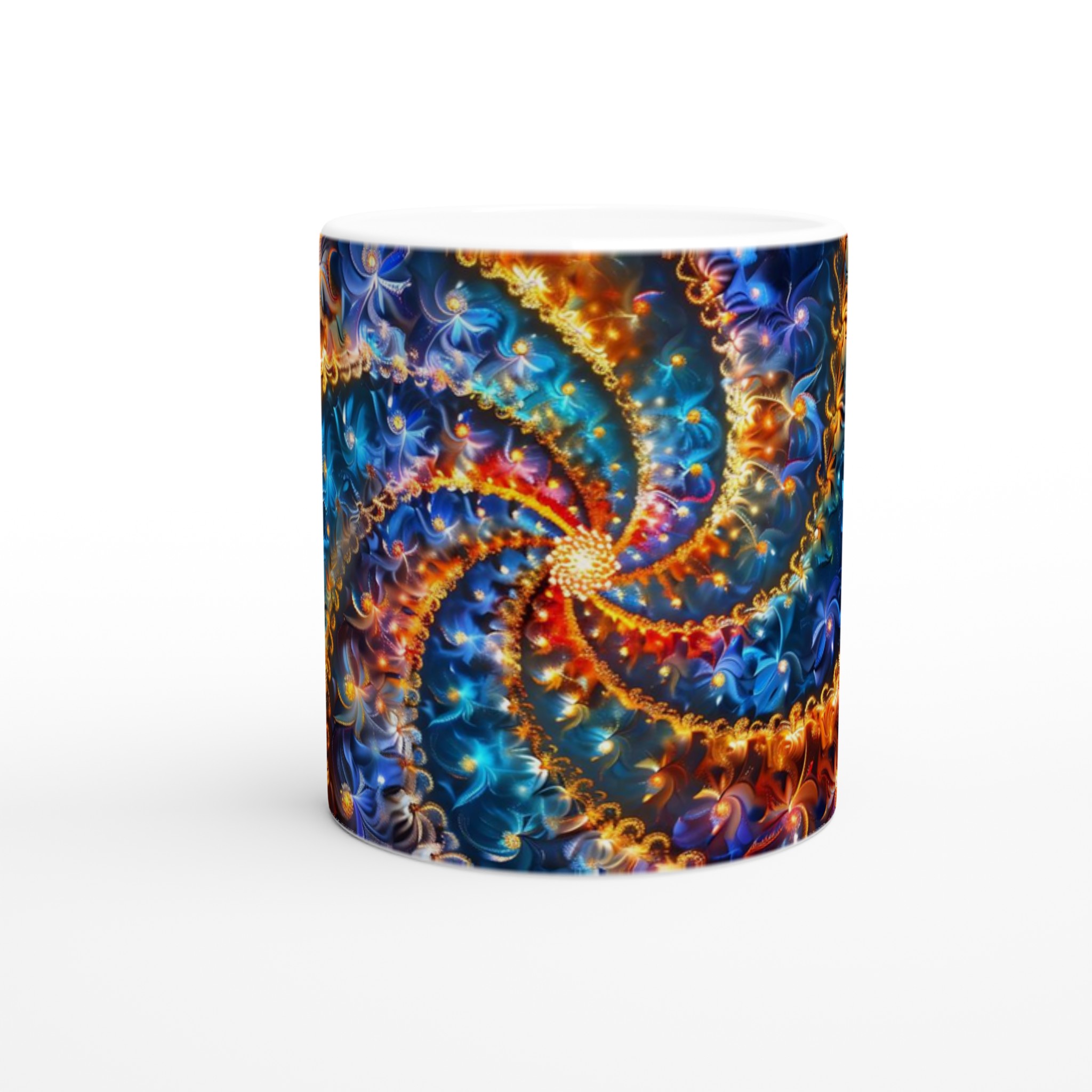 Kosmisk Spiral Mugg – Abstrakt Mönster i Blått och Orange, 11oz Keramik 8 901dfc21-0ae7-4e4f-8142-acc8fd69b41f