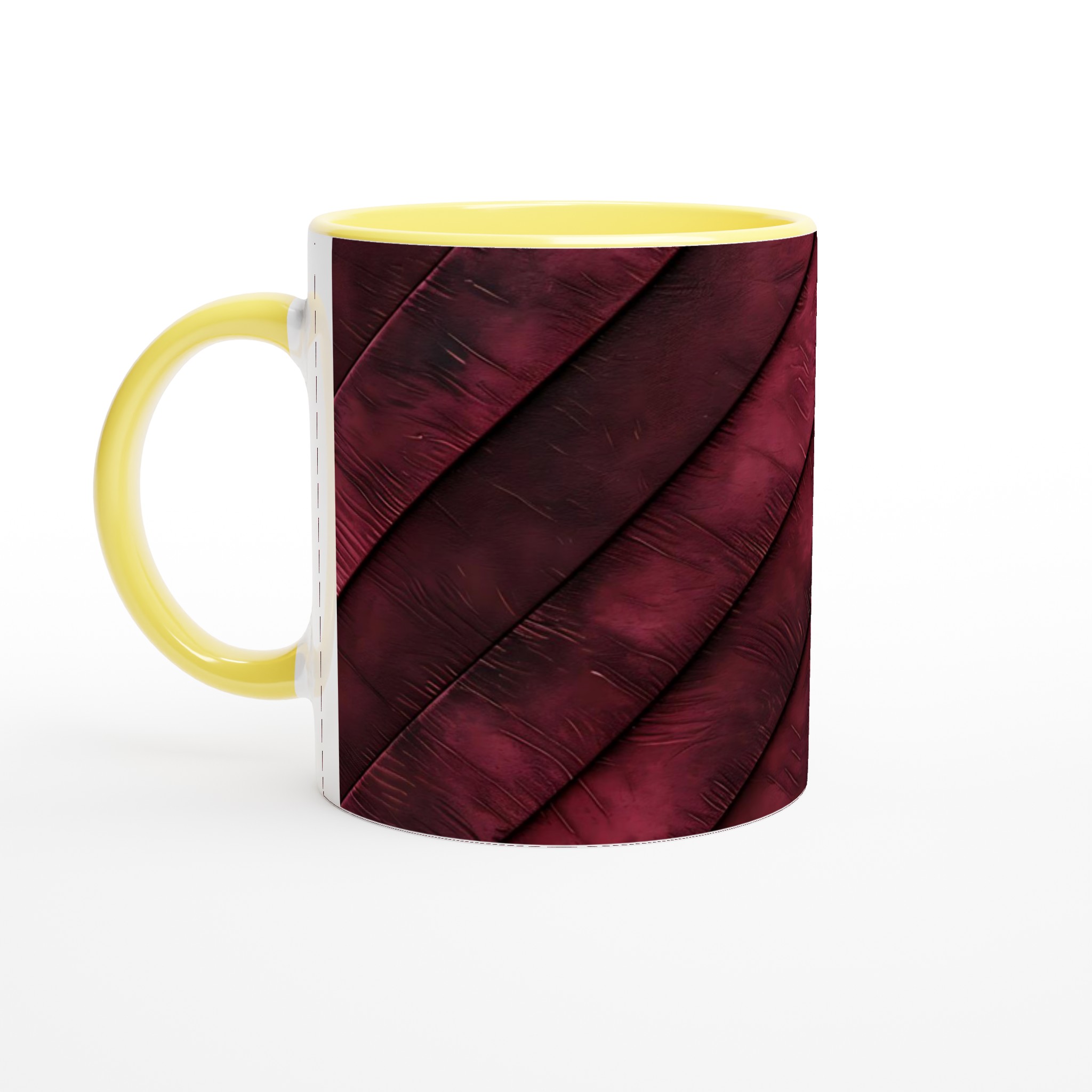 Vit 11oz keramisk mugg med elegant mörkröd läderstruktur – välj din favoritfärg 3 902d6bab-ac18-4122-b054-de85a15f6395