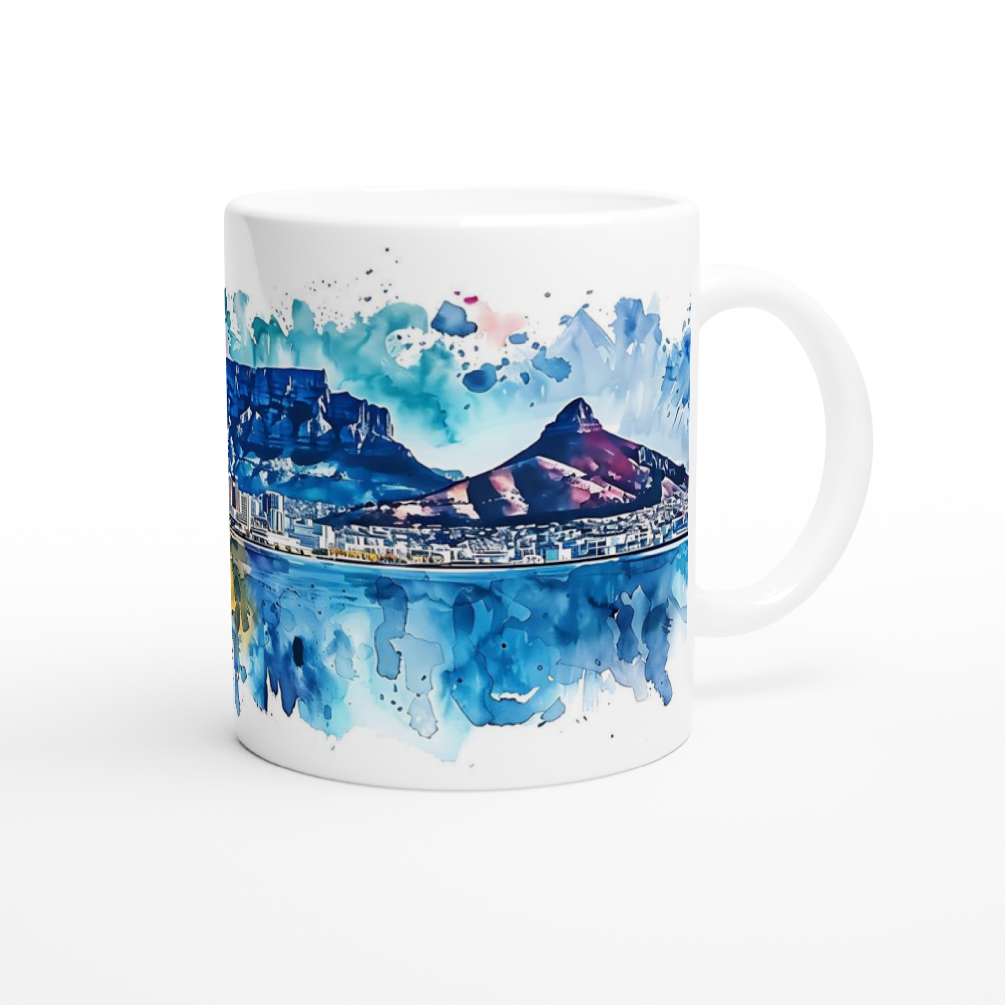 Abstrakt Stadsbild Akvarell Mugg - Färgsprakande Kaffemugg i Keramik med Stadssiluett & Valfri Färg 9 9042eb49-3405-4b3f-8f9b-2b5105f197fd