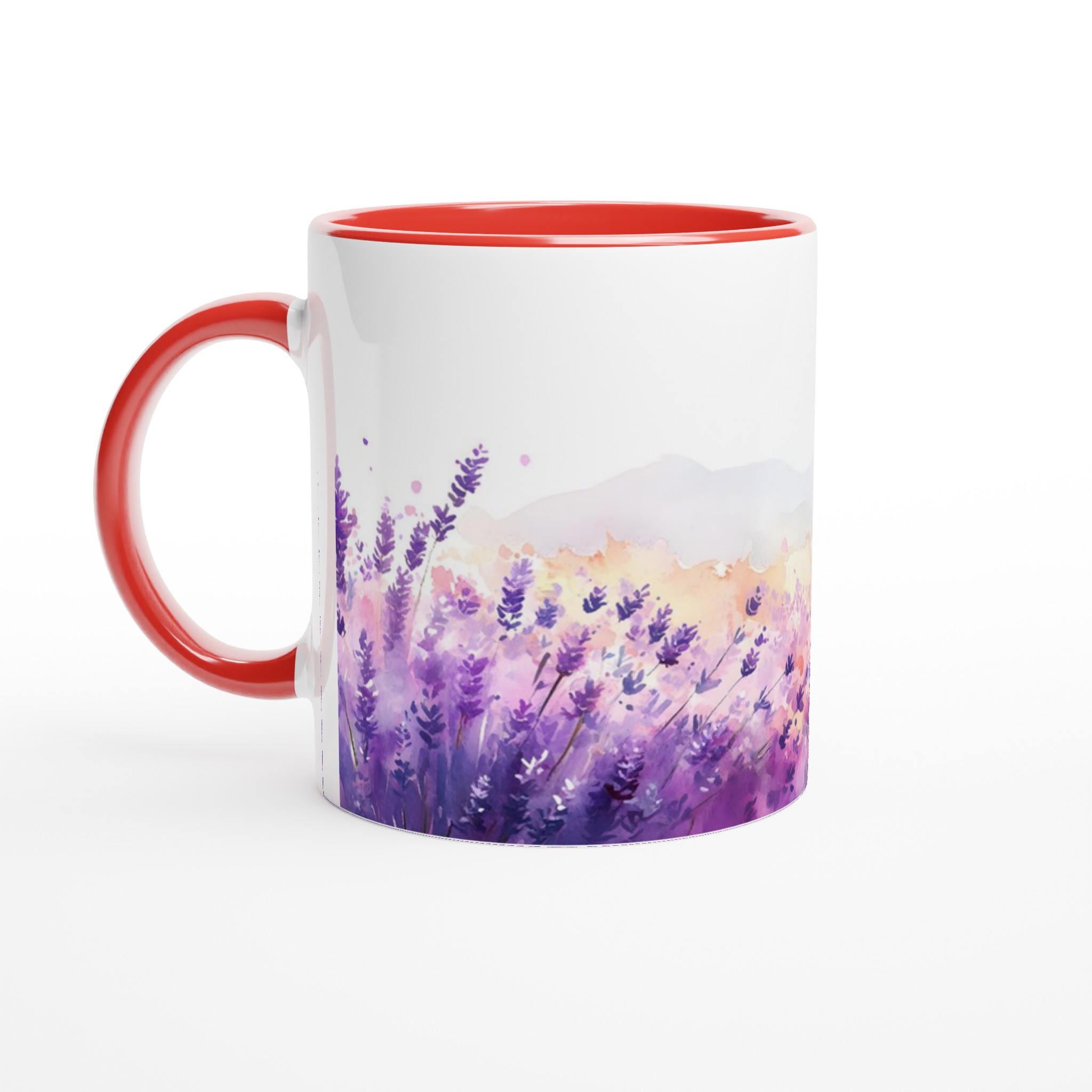 Lavendelfält Akvarellmugg – 11 oz Keramisk Mugg i Valfri Färgpalett 5 906fe7ec-d3a8-4200-9187-f6aa4df7d1eb
