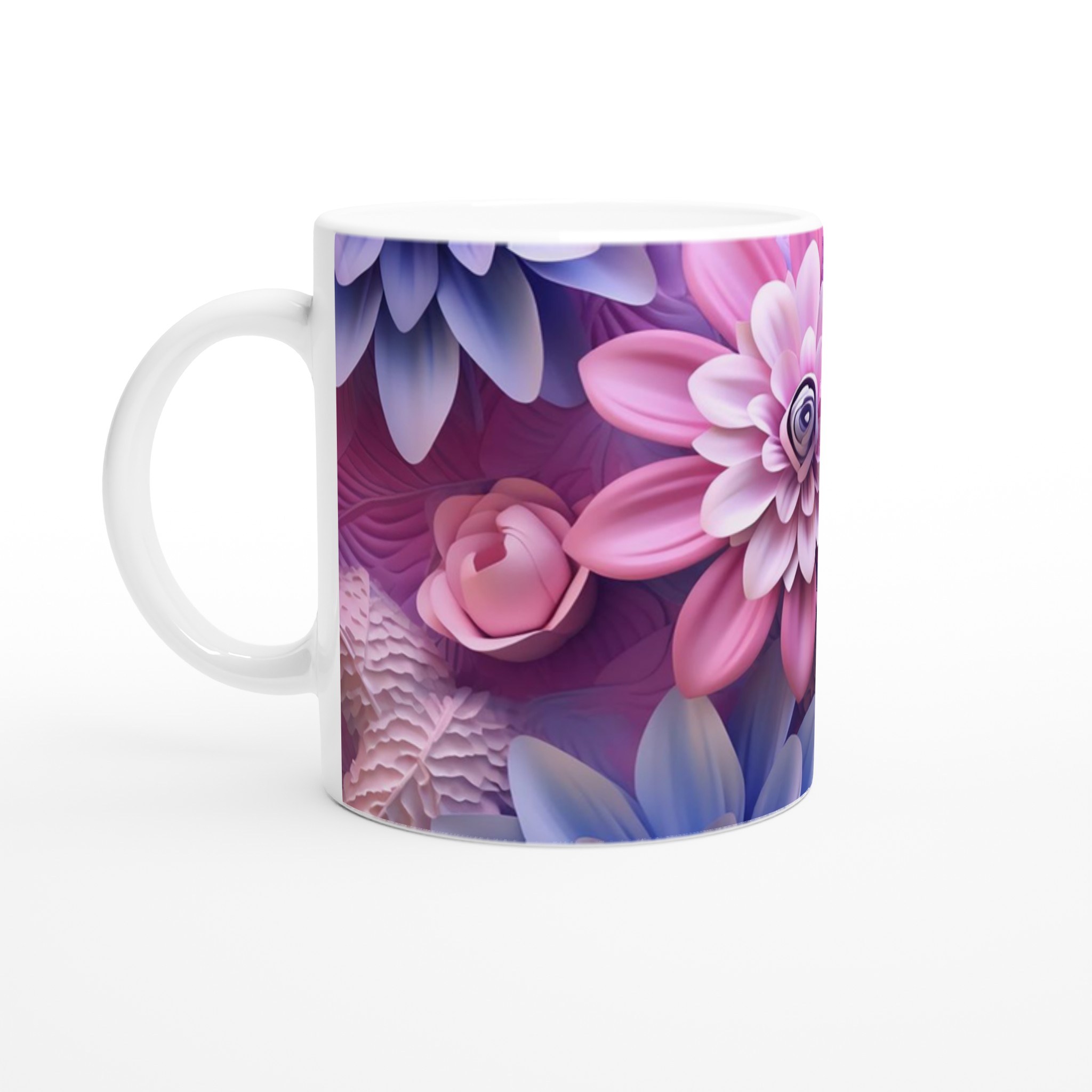 Vit 11oz keramisk mugg med blomstrande pastellmotiv i sju färgstarka nyanser 1 90864e7a-83fd-455e-ad4f-c771bae8f55c