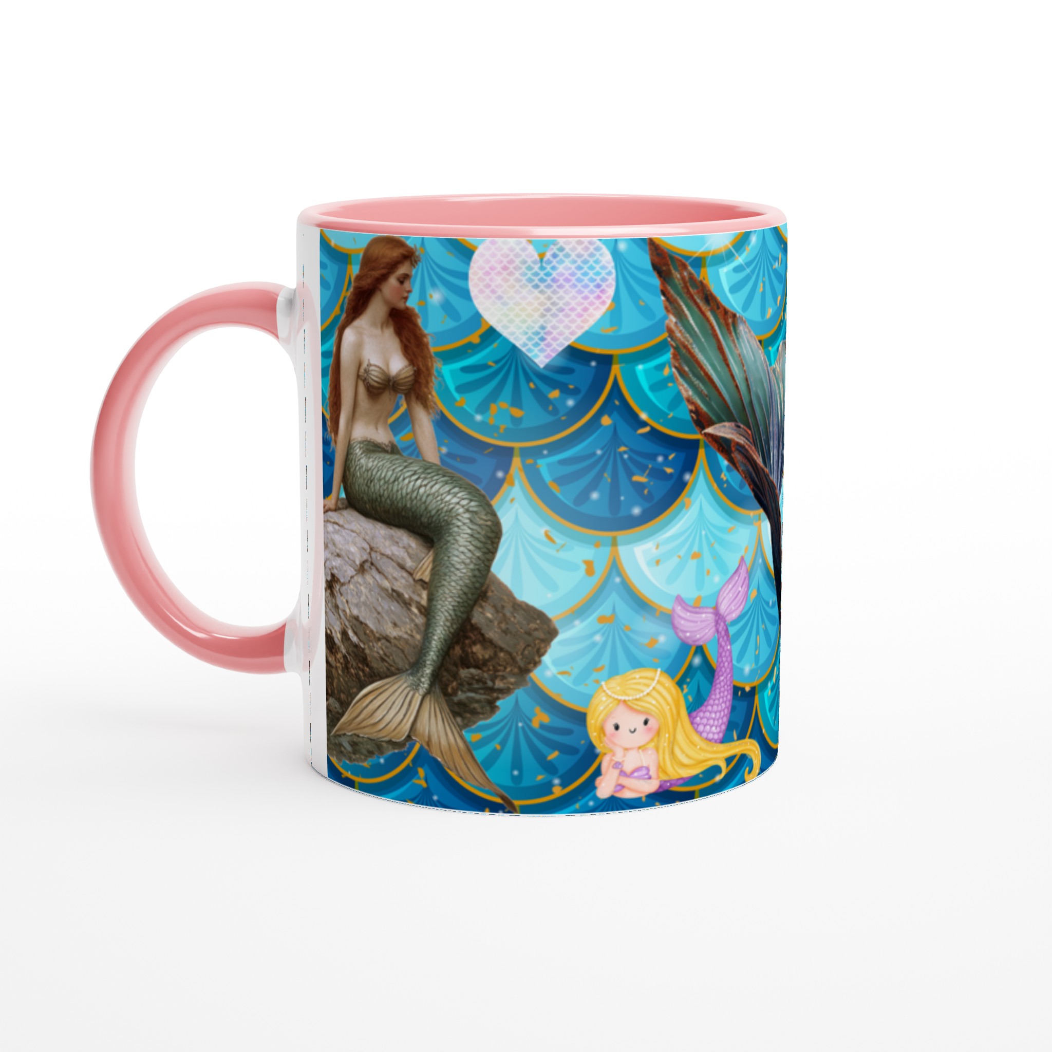 Vit 11oz keramisk mugg med magiska sjöjungfruillustrationer i flera livfulla färger 6 90ad3f64-7a72-4982-a2ed-8200daeb45fa