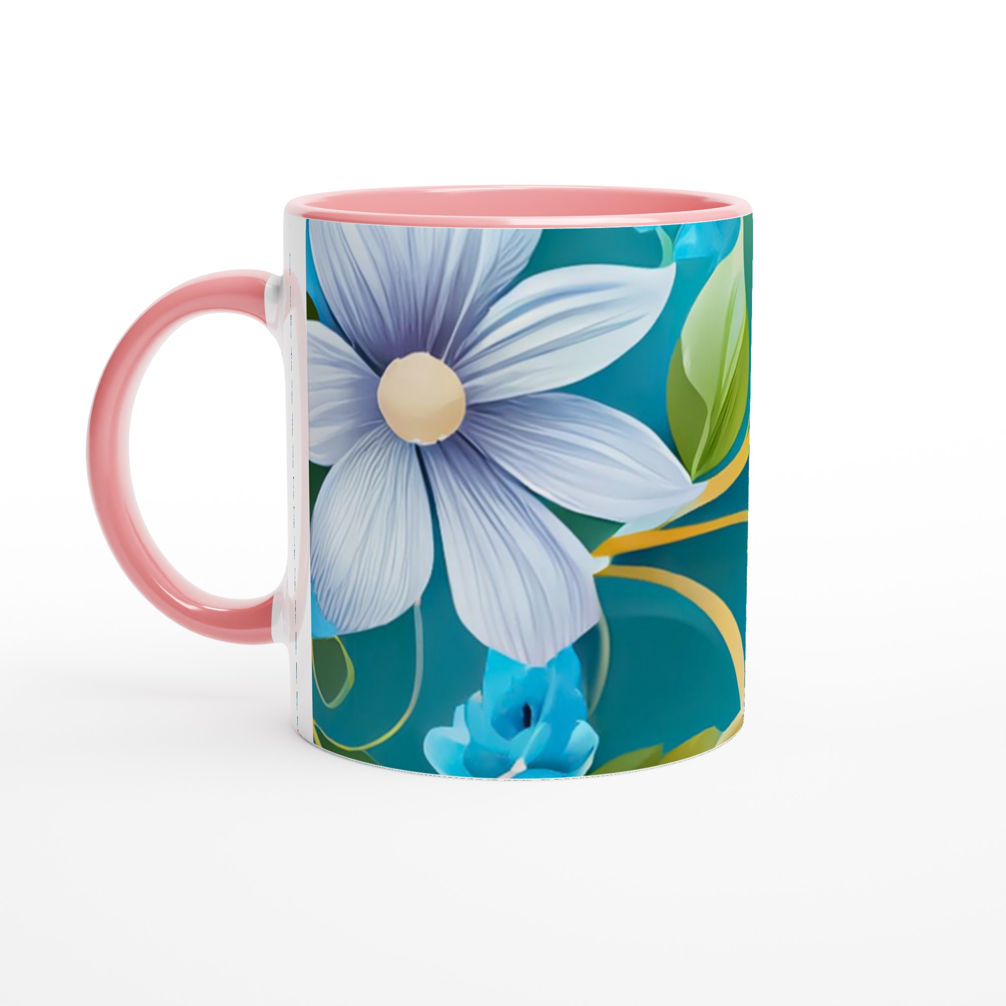 Vit 11oz keramisk mugg med elegant blomsterdesign i färgstarka toner 7 90bed410-a2b4-41b4-8b50-343103a9b94a