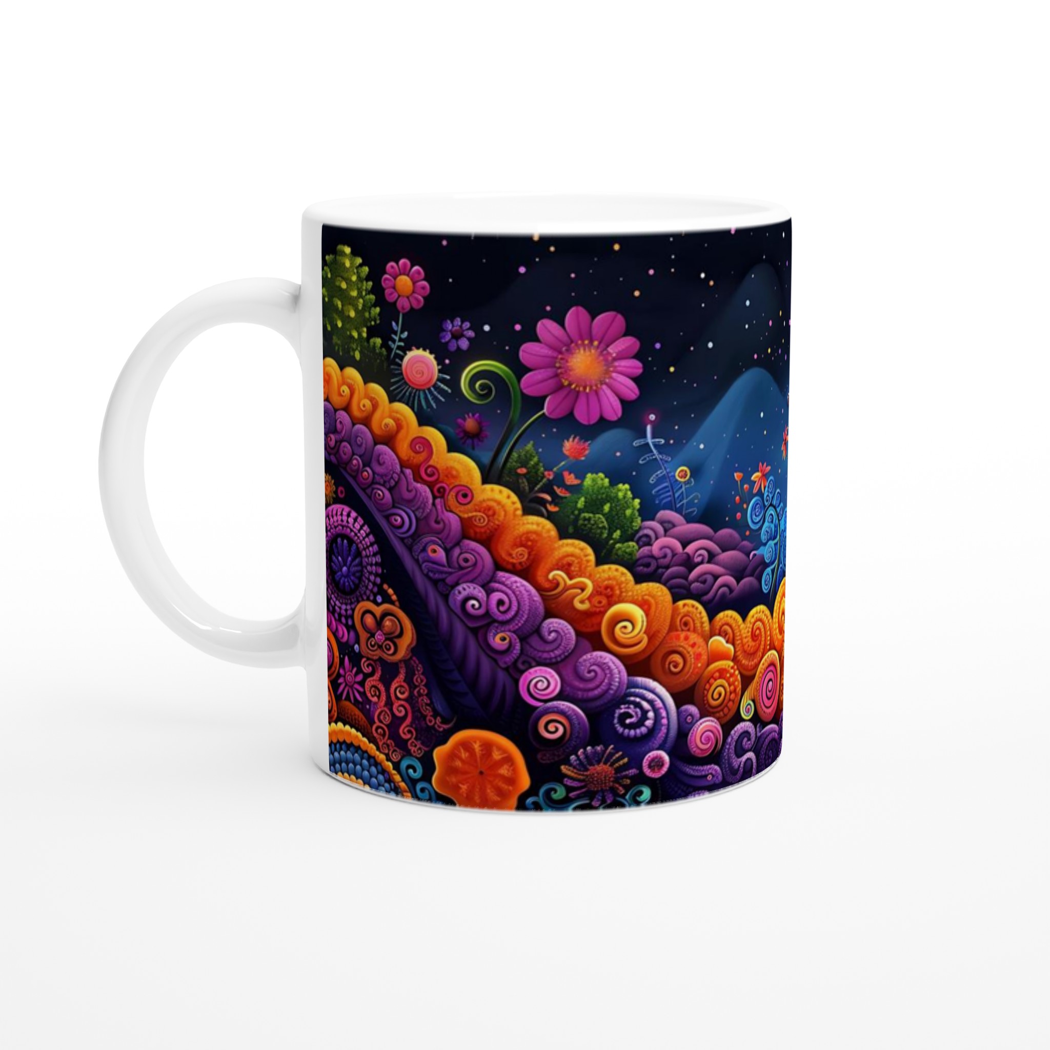 Psykedelisk Blomsterdröm Mugg - 11oz Keramikmugg i Livfulla Färger för Kaffe & Te 1 90cef9de-1830-4b93-a905-7490ae20355a