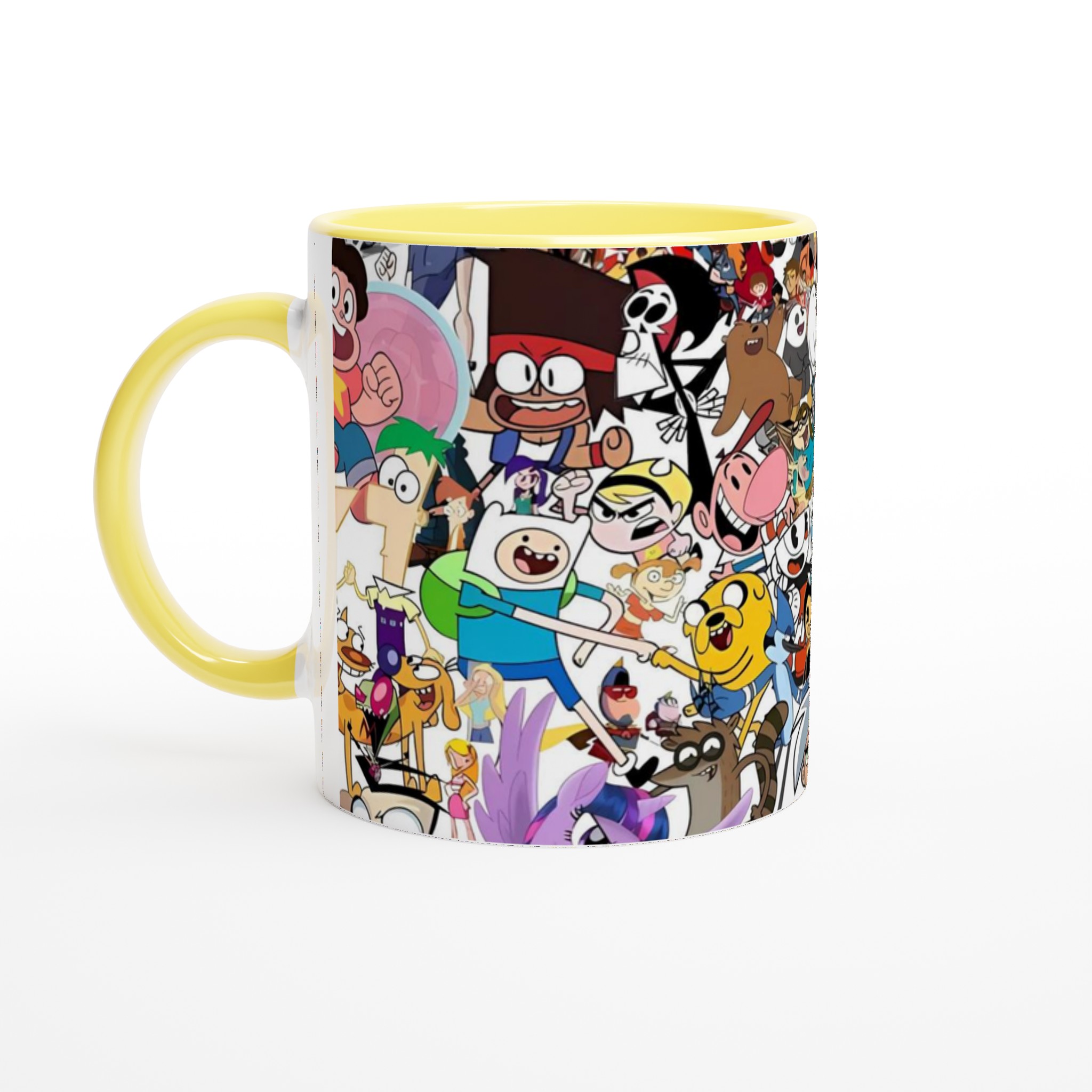 Vit 11oz keramisk mugg med färgstark cartoon-collage – välj din favoritfärg för unik stil 3 90f576b1-1249-4afc-a7d9-17ca5dd3ac35