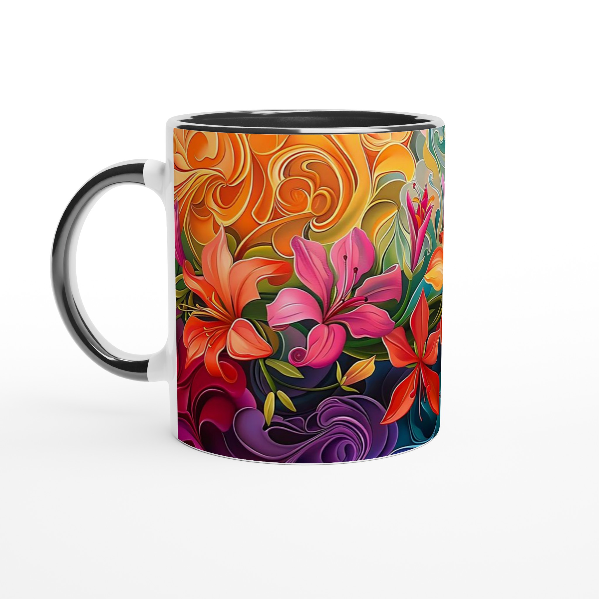 Färgsprakande Blomstermugg – 11 oz Keramikmugg i ditt val av 7 livfulla färger 4 90fd5efb-ee77-492d-9668-1e939e651519