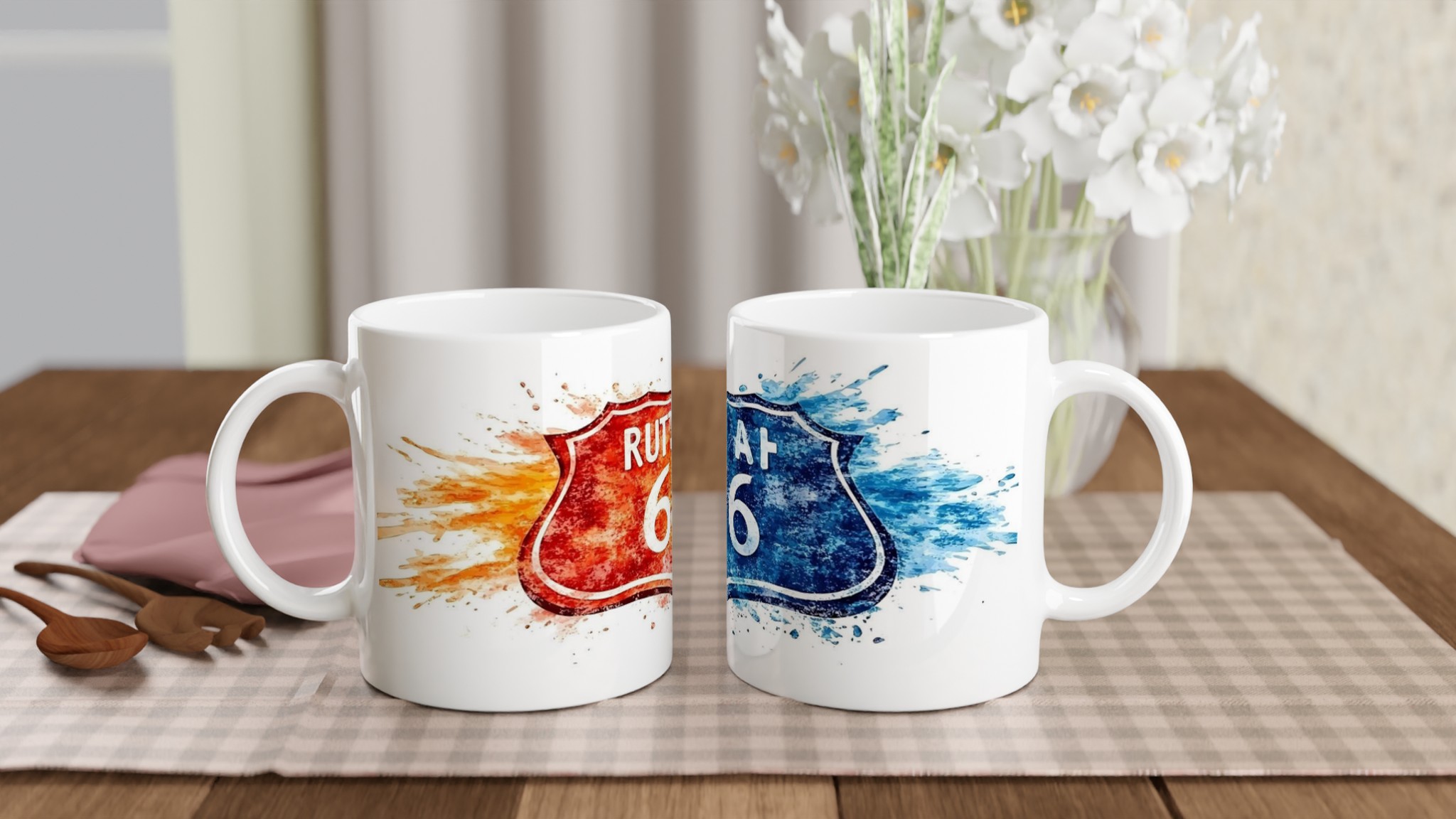 Route 66 Inspirerad Keramikmugg - Akvarellstil | 11oz Favoritkopp i Flera Färger 10 912855d2-e2c9-4e92-a48f-cc521af4b69a