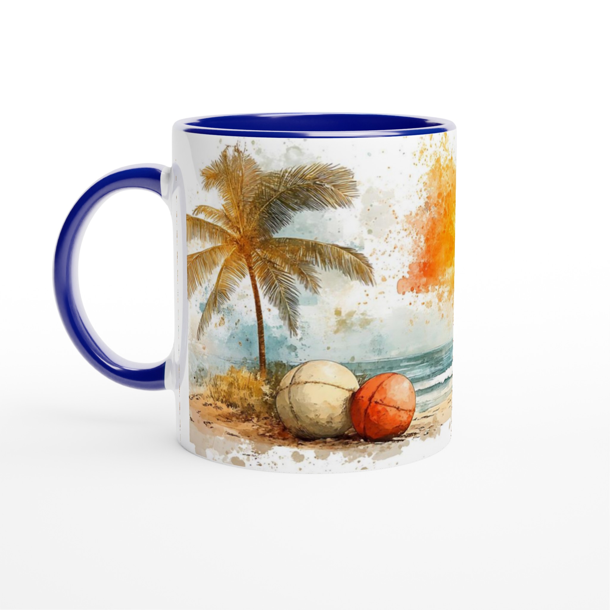 Tropisk Strand Mugg - 11oz Keramisk Kaffekopp med Surfmotiv & Palmträd i Akvarellstil, Välj bland Flera Färger 2 912d8ceb-eb9f-4a86-b478-406e7d80a9cc