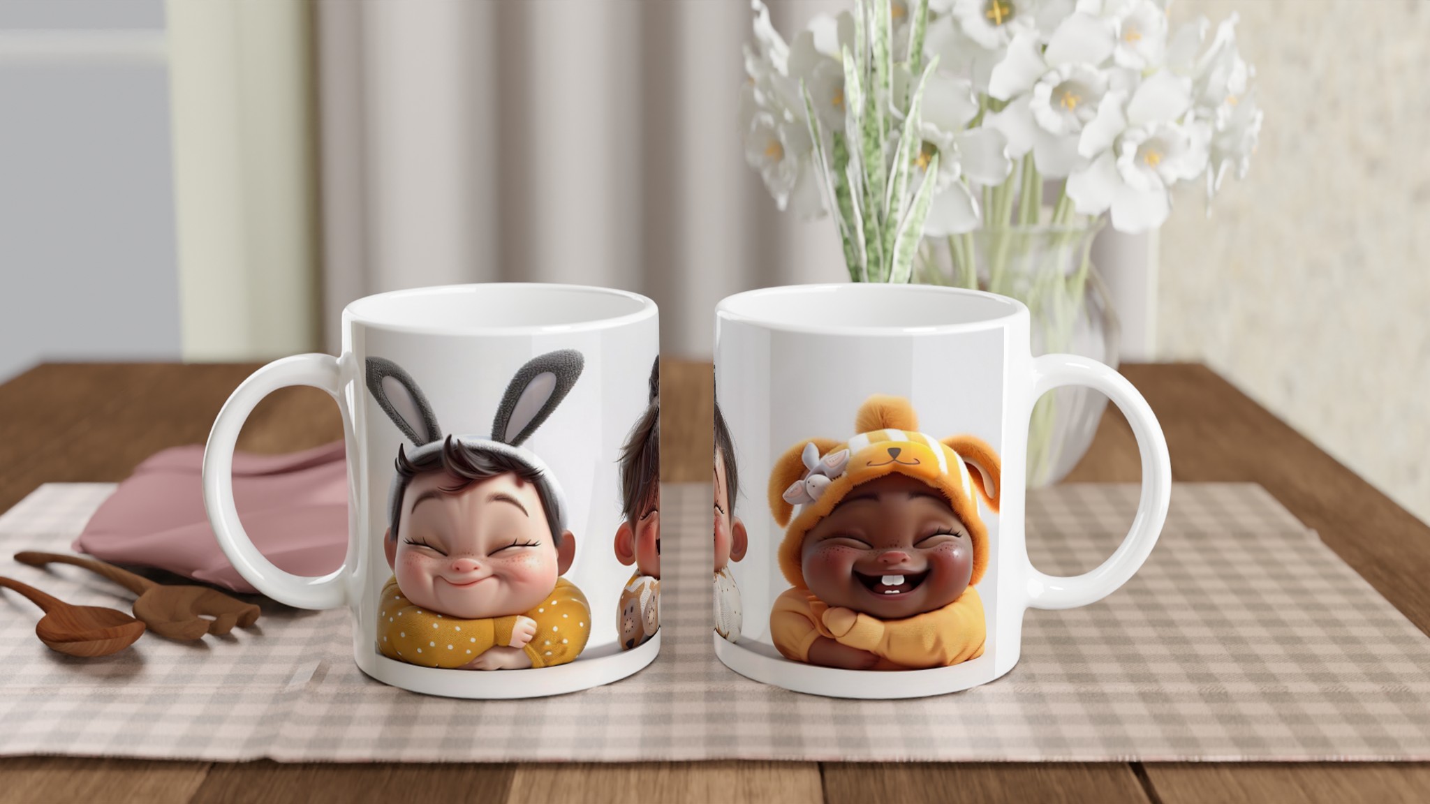 Kawaii Glädje: 11oz Keramisk Mugg med bedårande "Happy Kids"-motiv – Välj din favoritfärg! 10 914aeed7-147c-4c91-898a-da4d7cabab7c