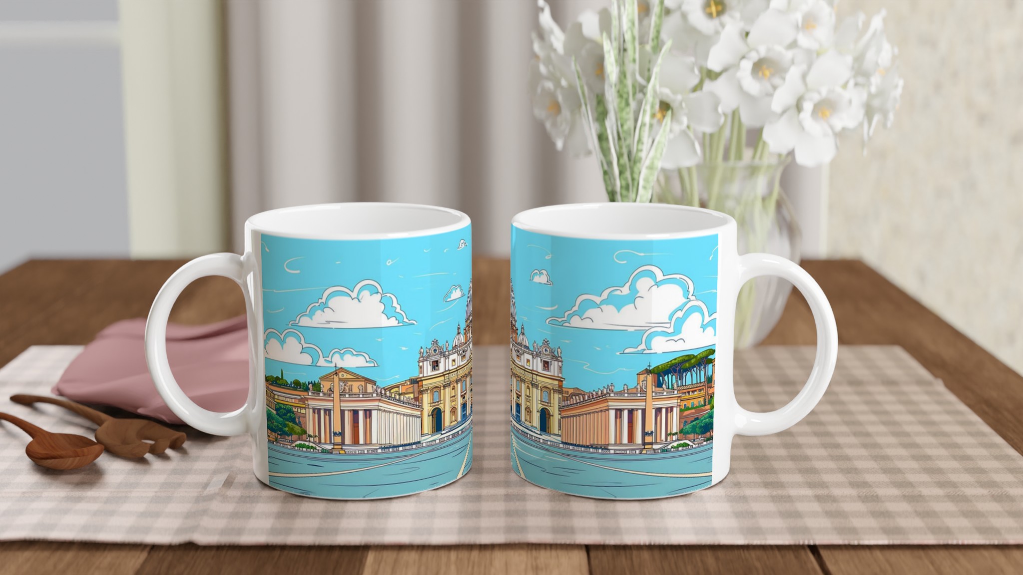 Vatikanstaten Konst Mugg - Livlig Illustration av Peterskyrkan i Din Favoritfärg 10 9152cacc-b20e-4240-aa19-86f1eae31eb3