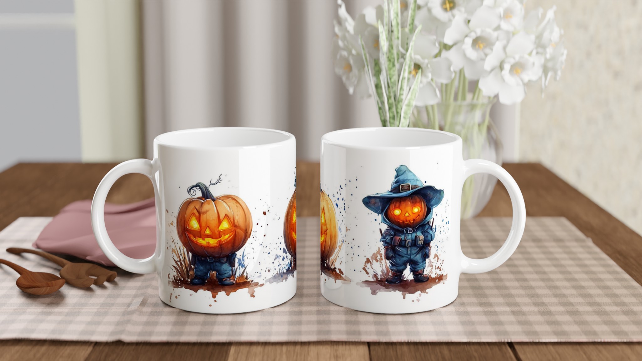 Utsökta Akvarell Pumpa Karaktärer 11oz Keramisk Mugg – Unik Halloween Design för Kaffe- och Temys 10 91770ee7-4d6c-4831-b722-f19c0700c24c