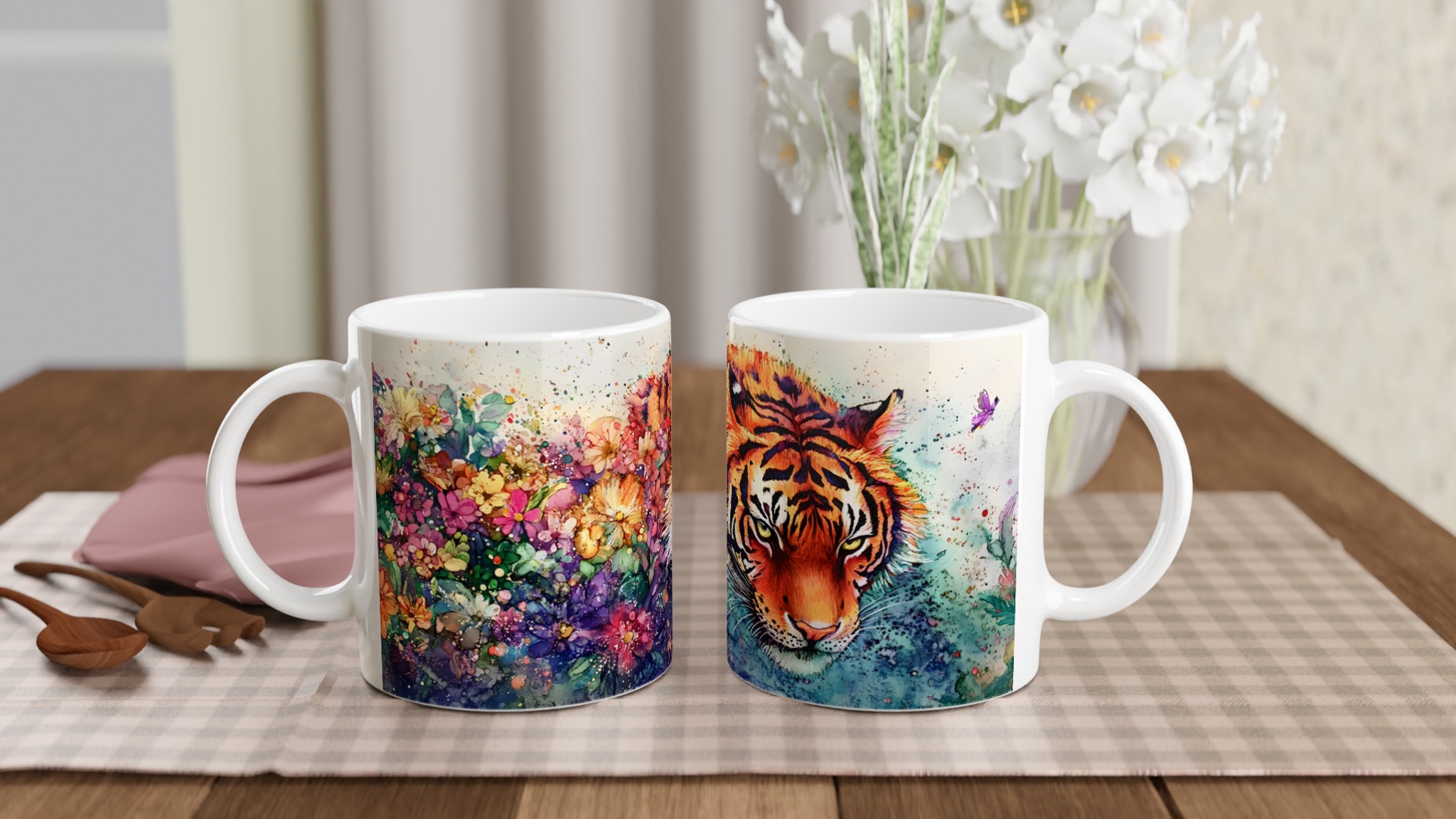 Konstfull Tigermugg: Levande Akvarell & Blommor – Välj din Färg! 10 917e1751-aaa2-4f6d-9ed5-50d23c7705f7
