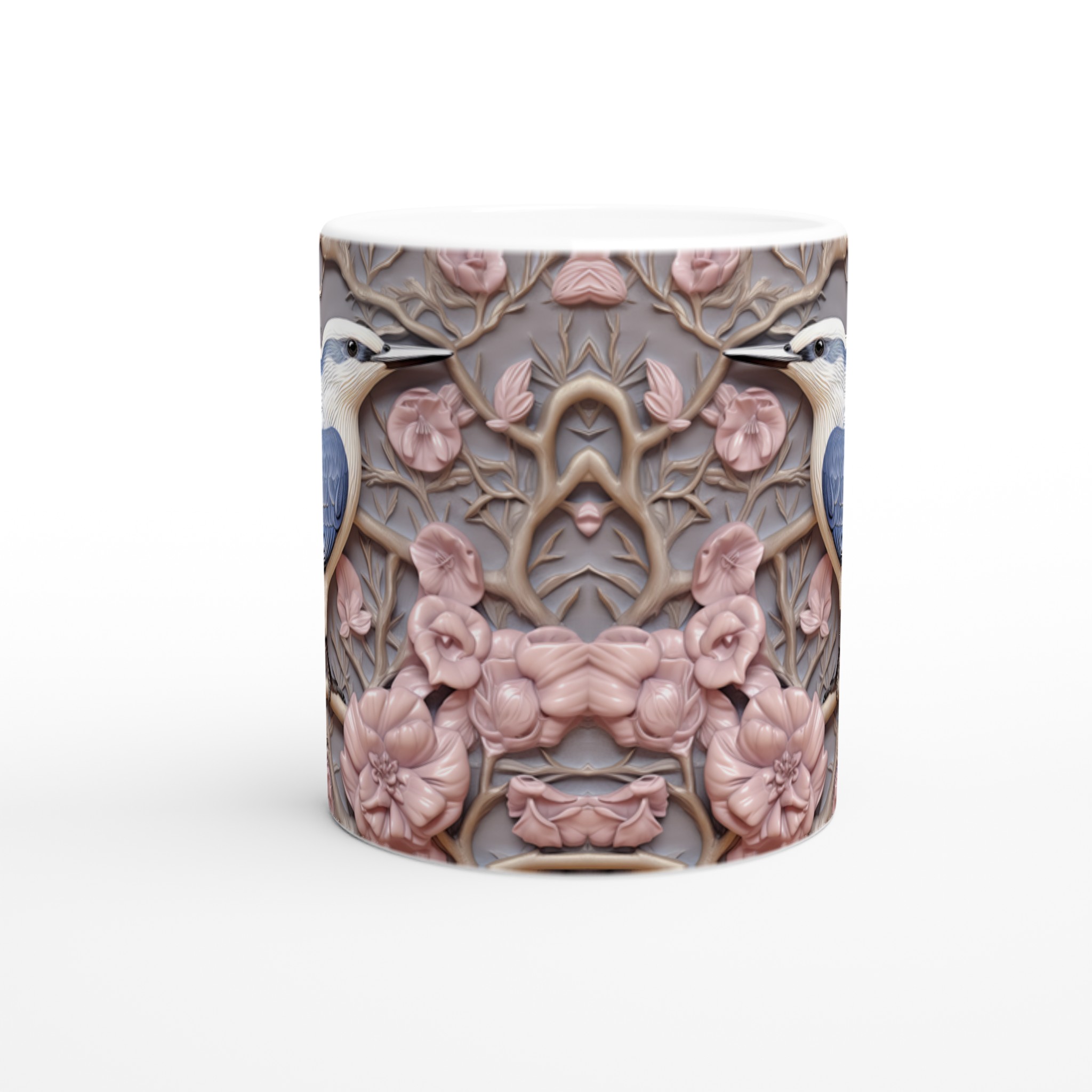 Elegant Ceramic Mug with Bluebird and Blush Floral Art – 11oz Premium Drinkware in Your Choice of Color 8 91c18057-a062-44f2-ba8b-e60bd2e60559