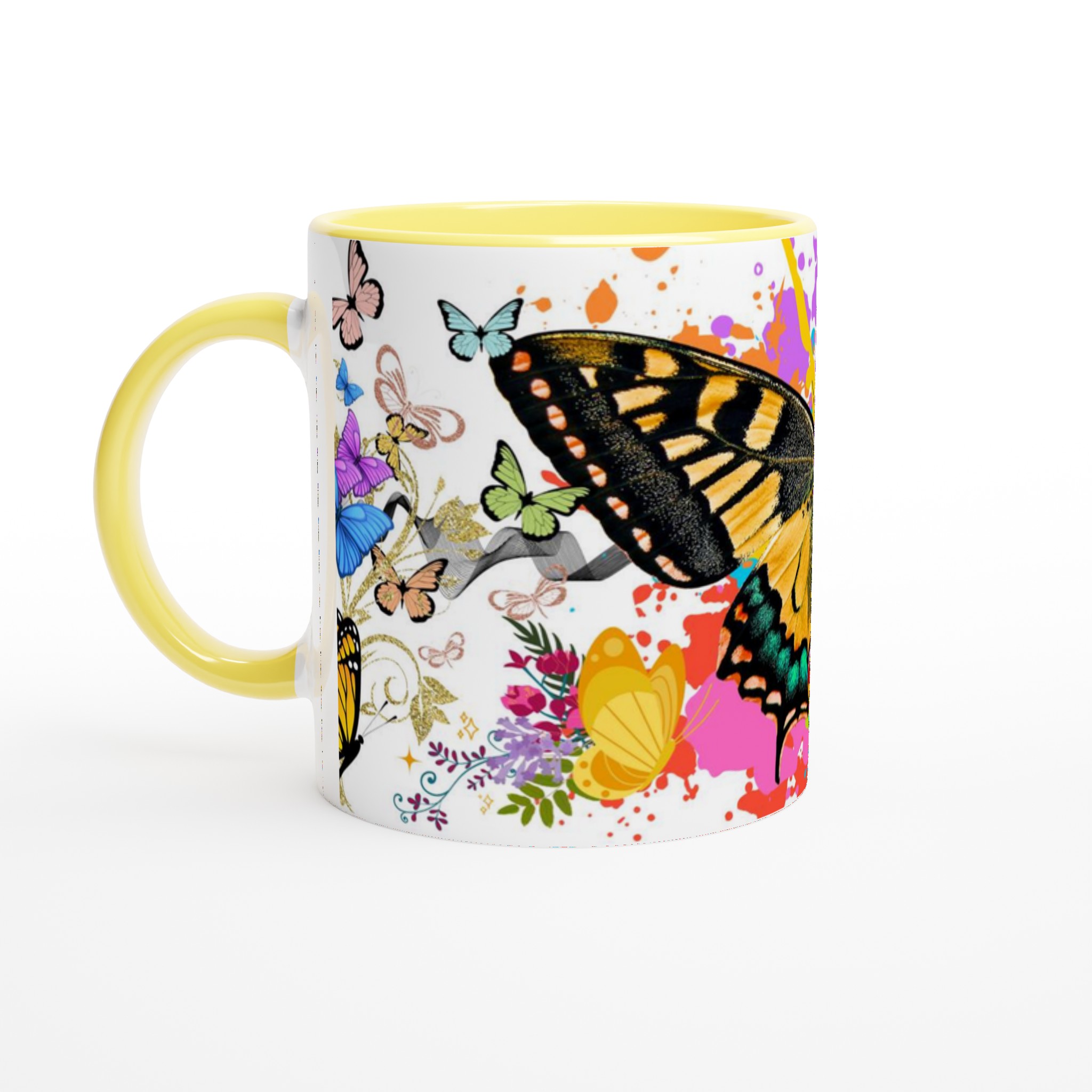 Vit 11oz Keramisk Mugg med Färgsprakande Fjärilsmotiv – Välj Bland Sju Livfulla Färger 3 91d9c7df-118d-4646-ad0f-5aee43c6f54b