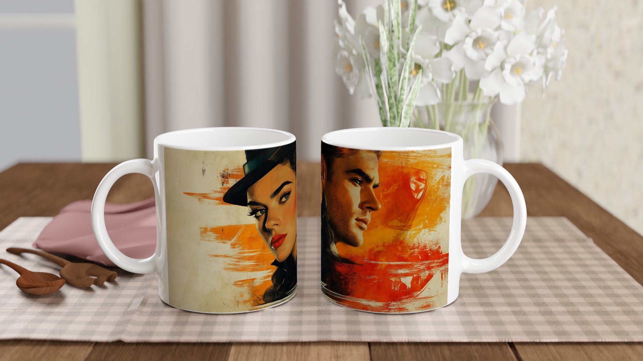 Retro Romance Keramikmugg - 11oz Konsttryck med Pulp Art Vibe 10 91db6742-1148-44cd-a6ef-8ceb0424a665
