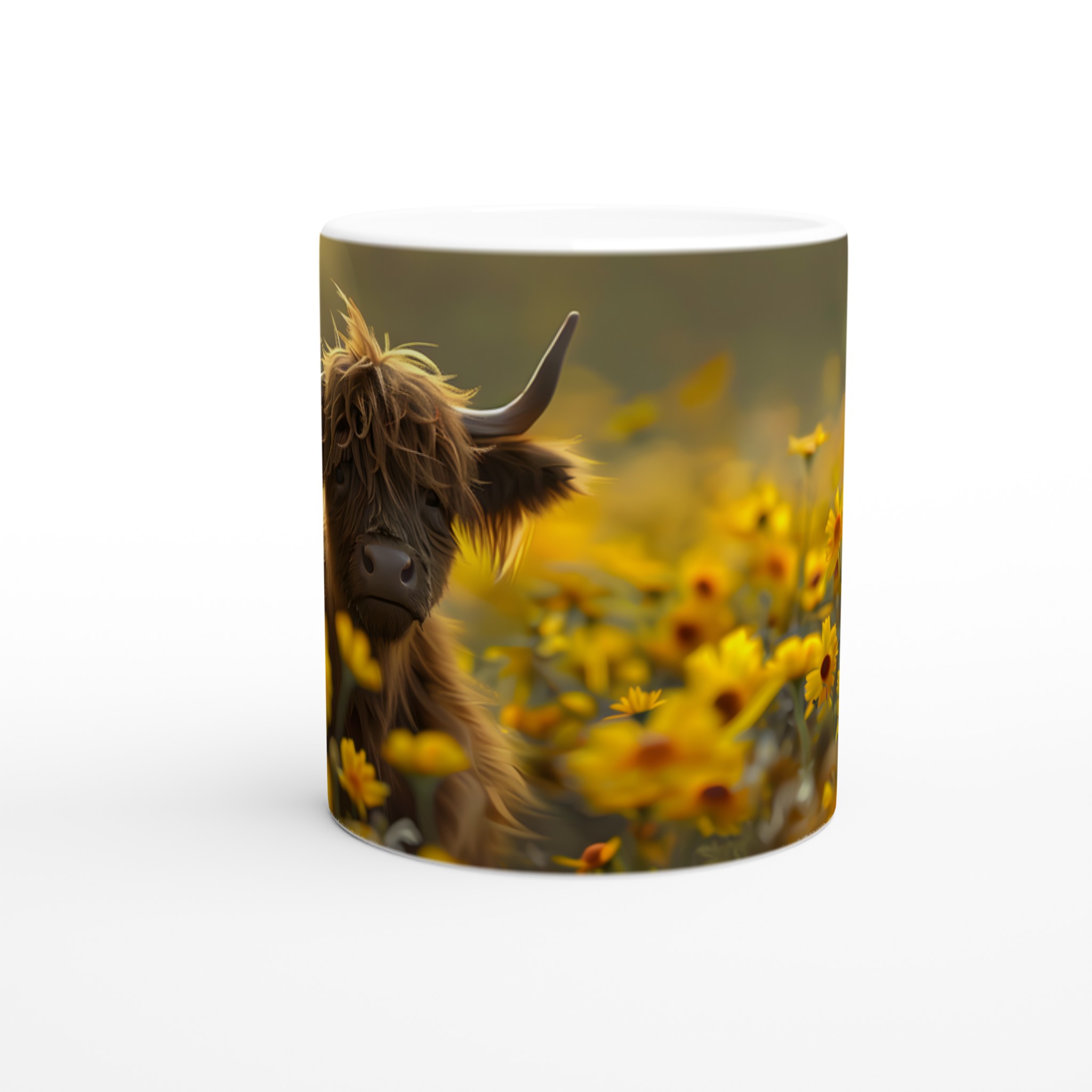 Söt Långhårig Ko i Blomsterfält 11oz Keramisk Mugg – Välj bland 7 Livfulla Färger! 8 91df10af-5895-417d-81d9-d366537546f8