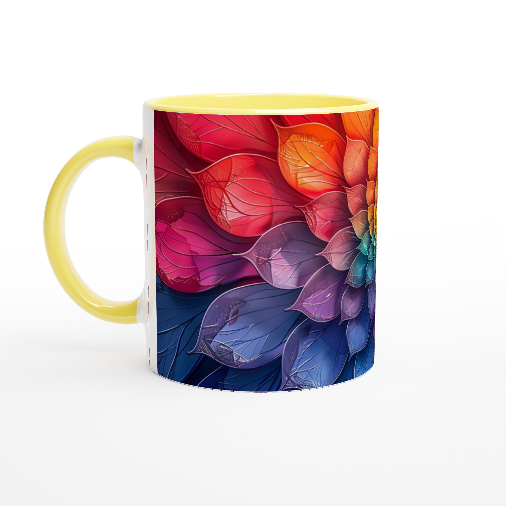 Färgsprakande Blommönster Mugg – 11oz Keramikmugg i ditt val av 7 livfulla färger 3 9225004d-1858-483f-abff-5e158d0c5029