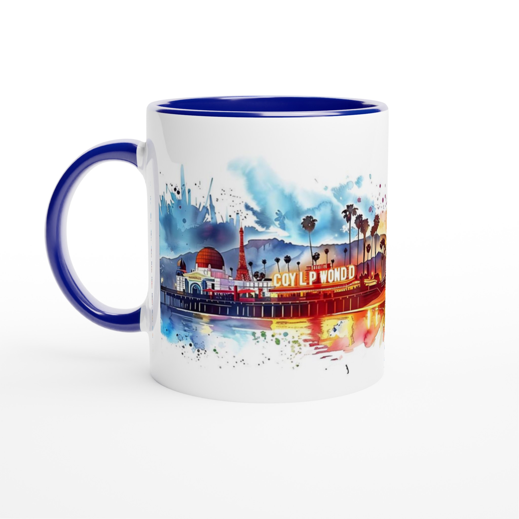 Vit 11oz keramisk mugg med färgstark Los Angeles skyline – välj din favoritfärg 2 922c1070-26ce-45e0-b096-213b87518ed4