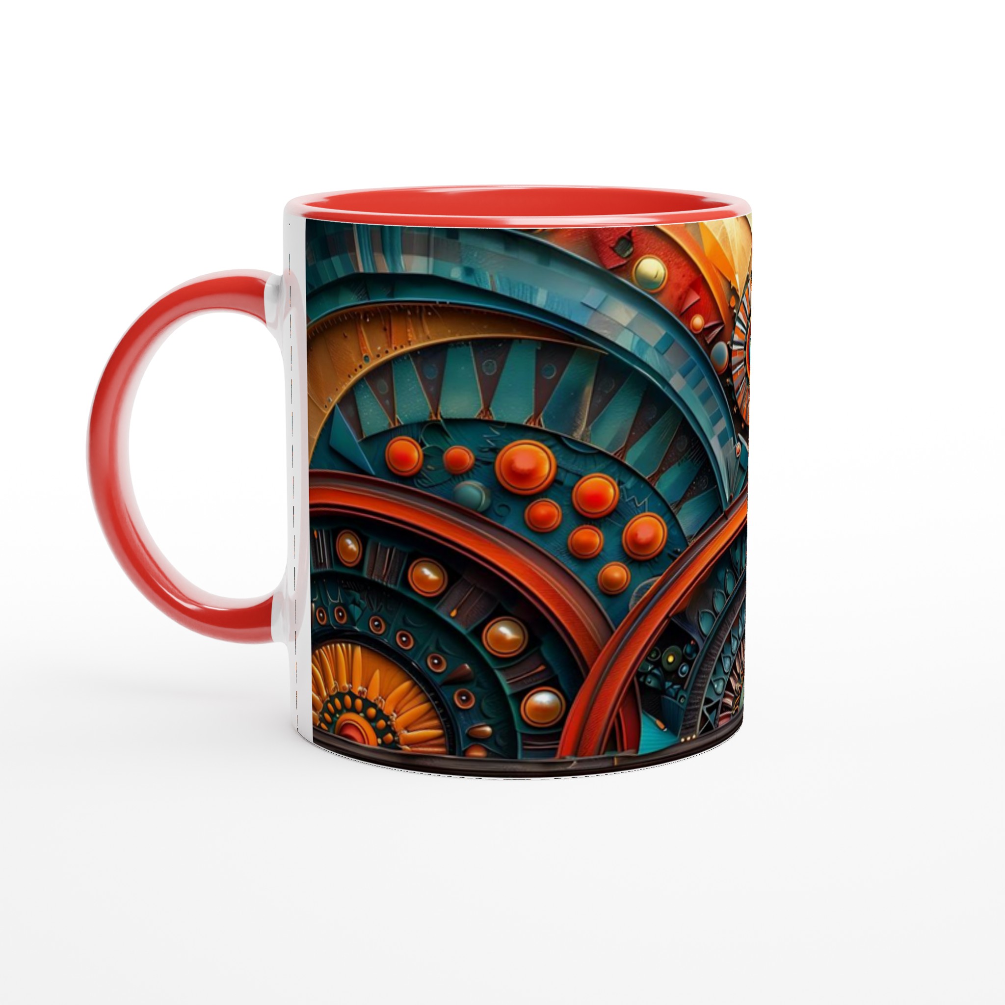 Abstrakt Mandala Keramikmugg - Livfulla Turkosa och Kopparfärger, 11 oz 5 92486065-0f03-4a9d-a774-3466fd70f362
