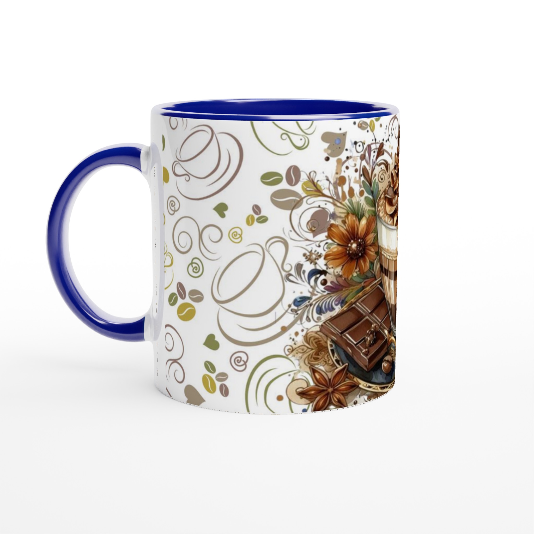 Vit 11oz keramisk mugg med elegant kaffemotiv i varma jordtoner – välj din favoritfärg 2 926c5e1d-faf9-4478-93a5-50bf6514d9cc
