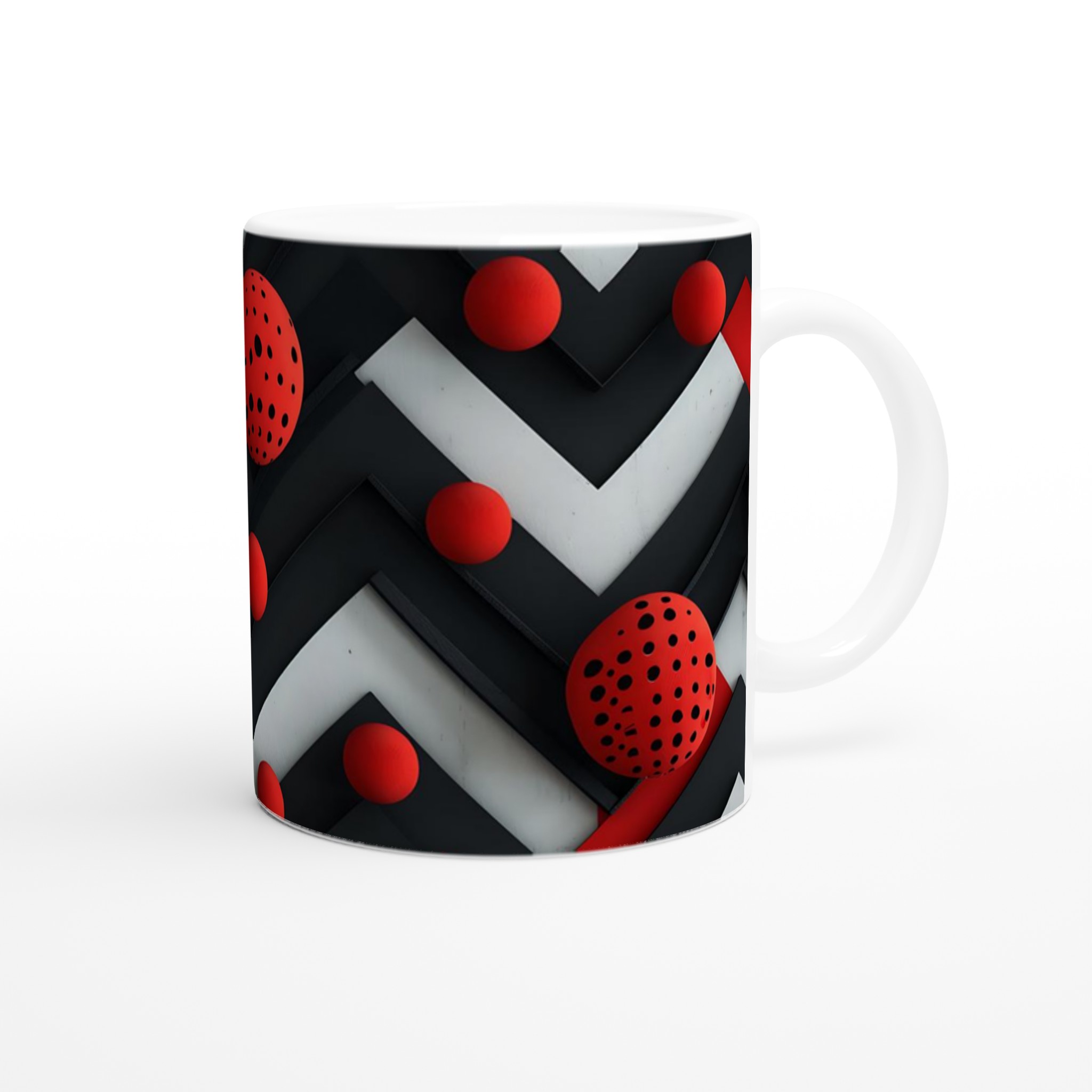 Abstrakt Geometrisk 11oz Keramikmugg – Dynamisk Design i Svart, Vitt & Rött 9 926d75ae-0eec-4c70-be5c-0c86d10444ef