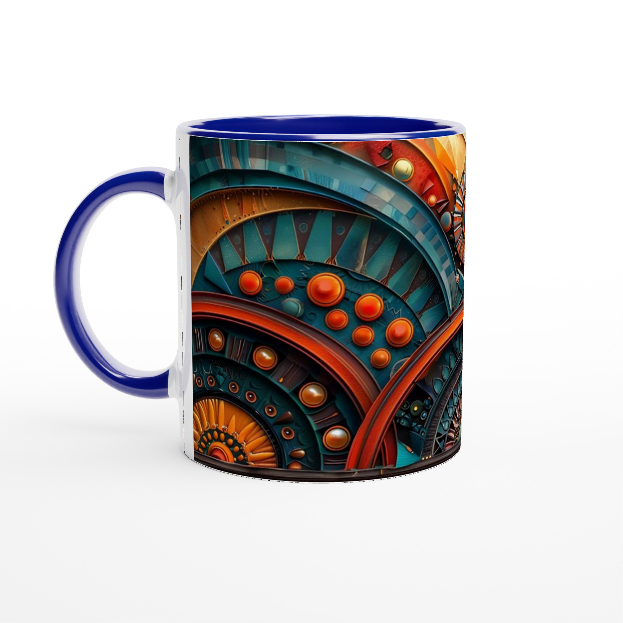 Abstrakt Mandala Keramikmugg - Livfulla Turkosa och Kopparfärger, 11 oz 2 9272272c-d32e-4c1f-9840-9afcd831a346