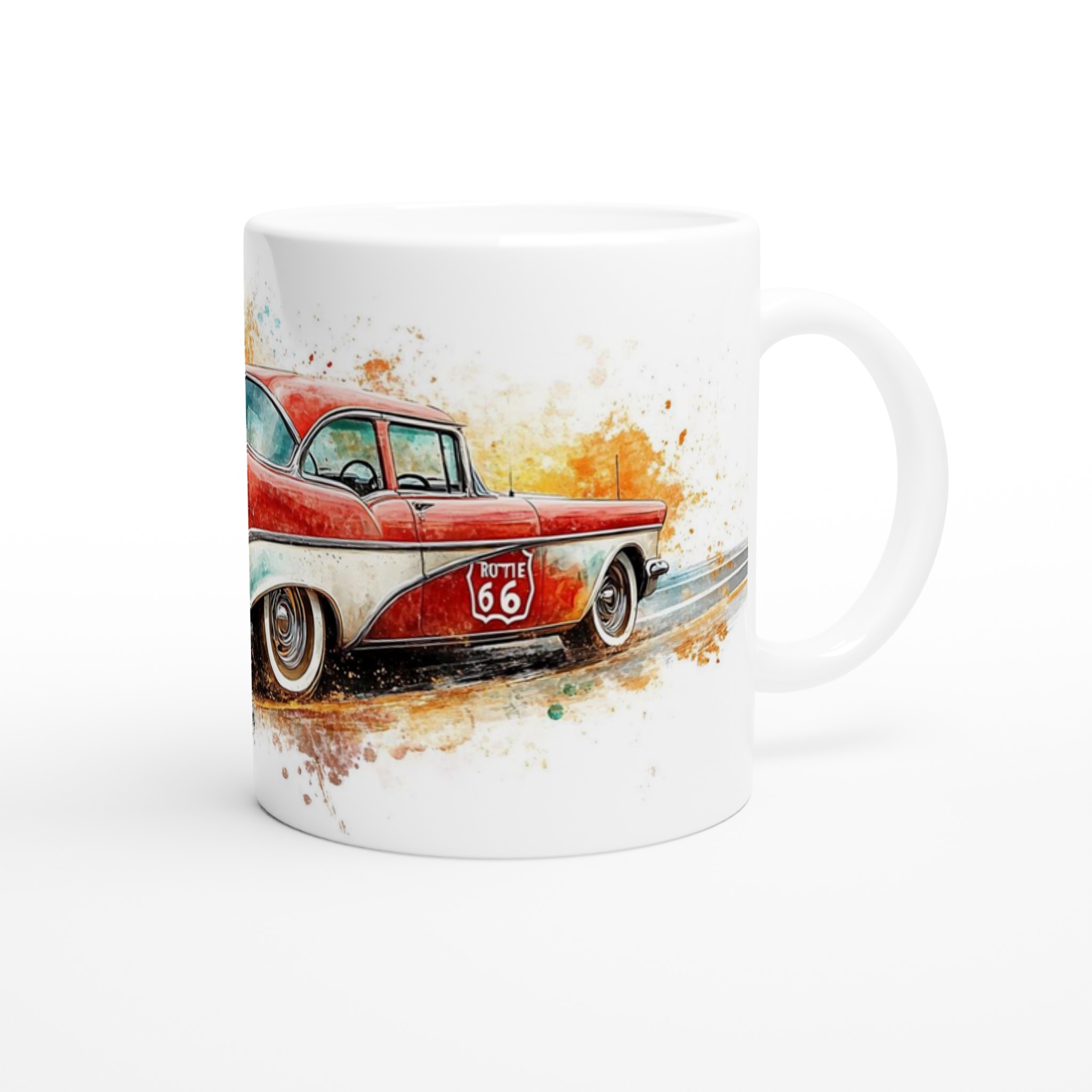 Route 66 Retro Mugg – 11oz Keramikmugg med Vintage Bil & Akvarelldesign, Välj din färg! 9 927b4a15-3ad0-48a2-9da1-dc4655f7dce9
