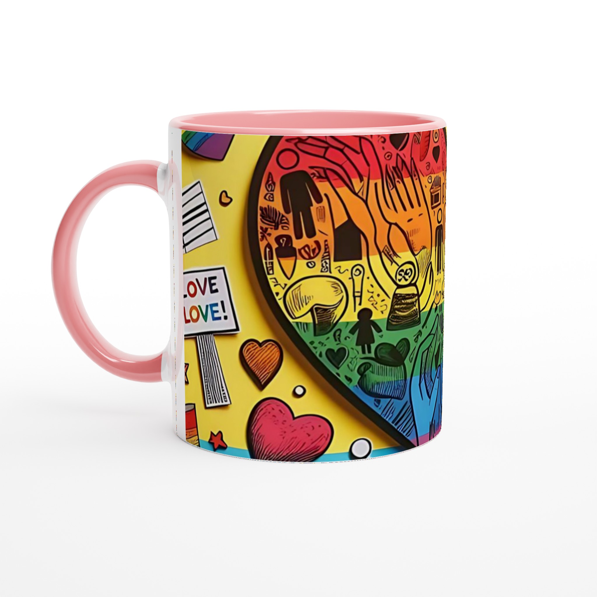 Färgstark 11oz keramisk mugg med regnbågshjärta – välj din favoritfärg för kissar som älskar kärlek 6 9285026d-98b9-4bd2-b2a2-26e88b2aa193