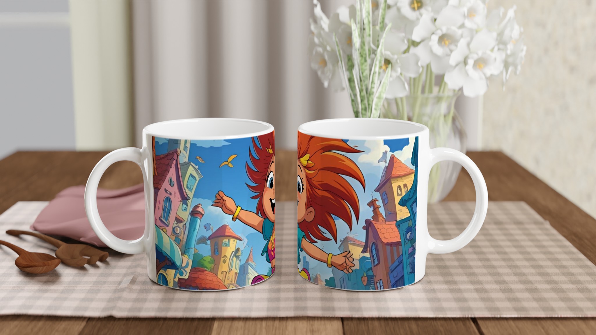 Vit 11oz keramisk mugg med lekfullt färgglatt motiv – välj mellan sju vibrerande keramiska färger 10 928f11b8-1729-4348-9093-0de0702988e1