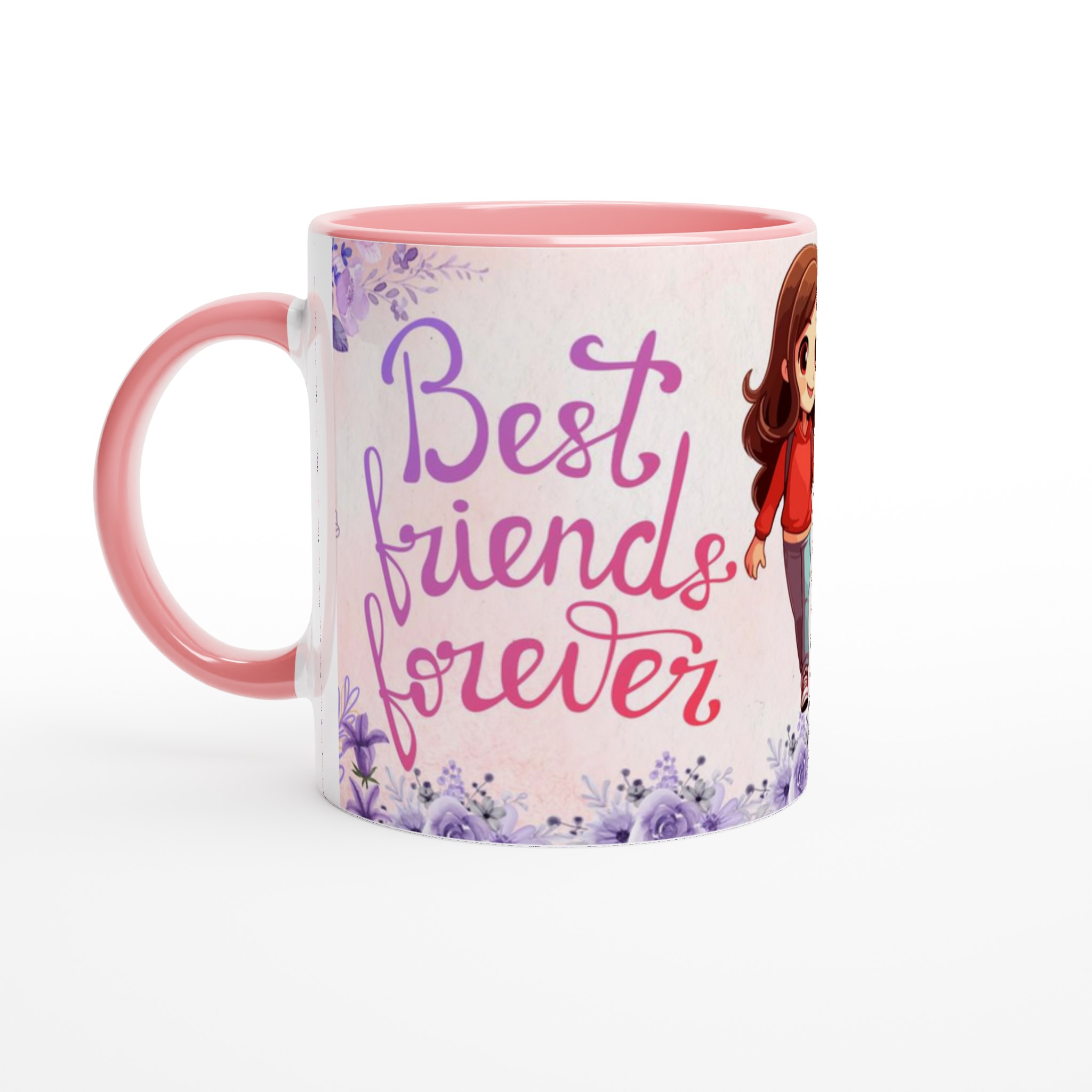 Vit 11oz keramisk mugg med charmigt bästa vänner-motiv i mjuka pastellfärger 6 92919fab-4841-4582-a6b6-253a6ab8c6ea
