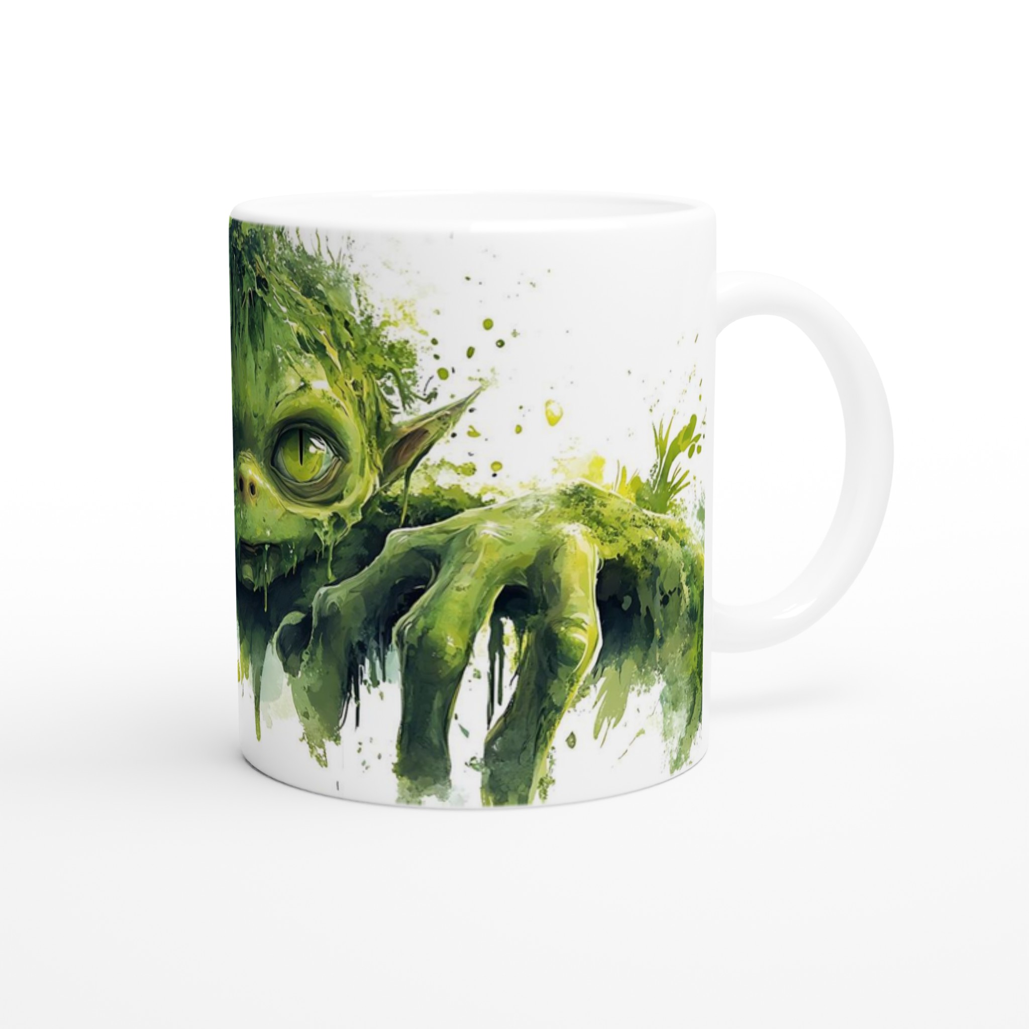 Mysterisk Grön Varelse Mugg - Unik Keramisk Mugg med Akvarell Yoda-inspirerad Design, Välj din färg! 9 92a549a0-be1c-460f-9289-f3a64df56e77