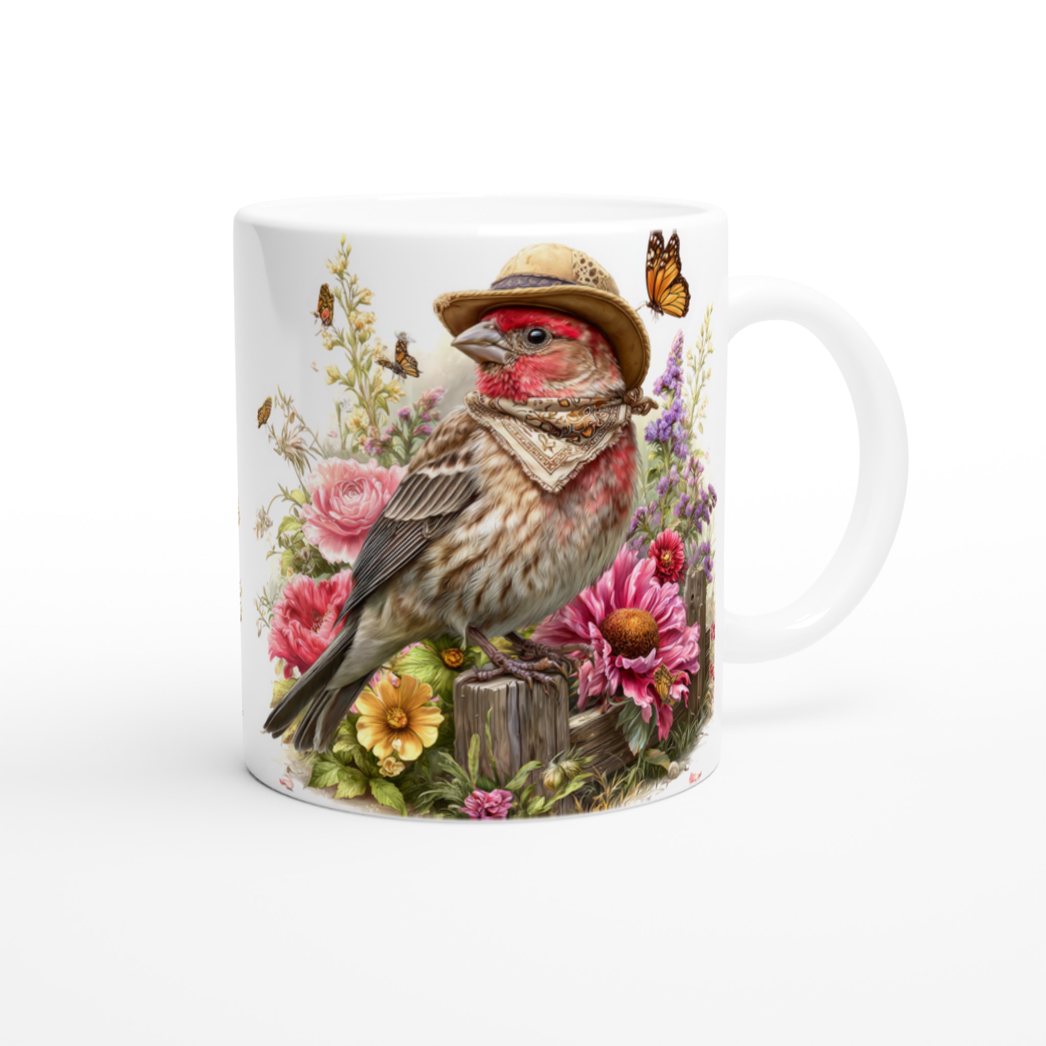 Charmig 11oz keramisk mugg med fågel i hatt – välj din favoritfärg! 9 92bb2cce-bf49-4a33-91d8-93bbec251e3d