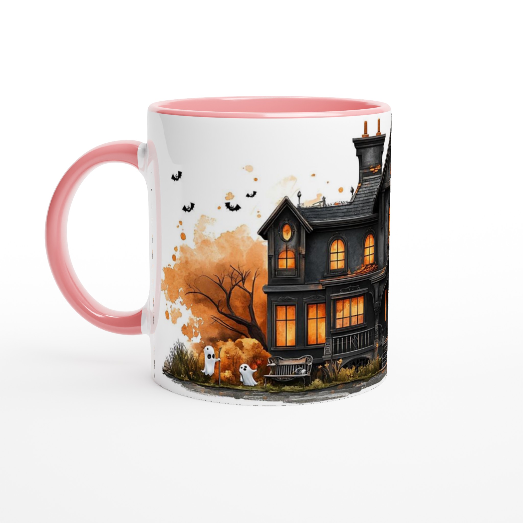 Mystisk Spökhus Mugg - Halloween Kaffemugg med Akvarellkänsla i Valfri Färg 6 92d354cb-018a-498f-82ff-071e633f1f48