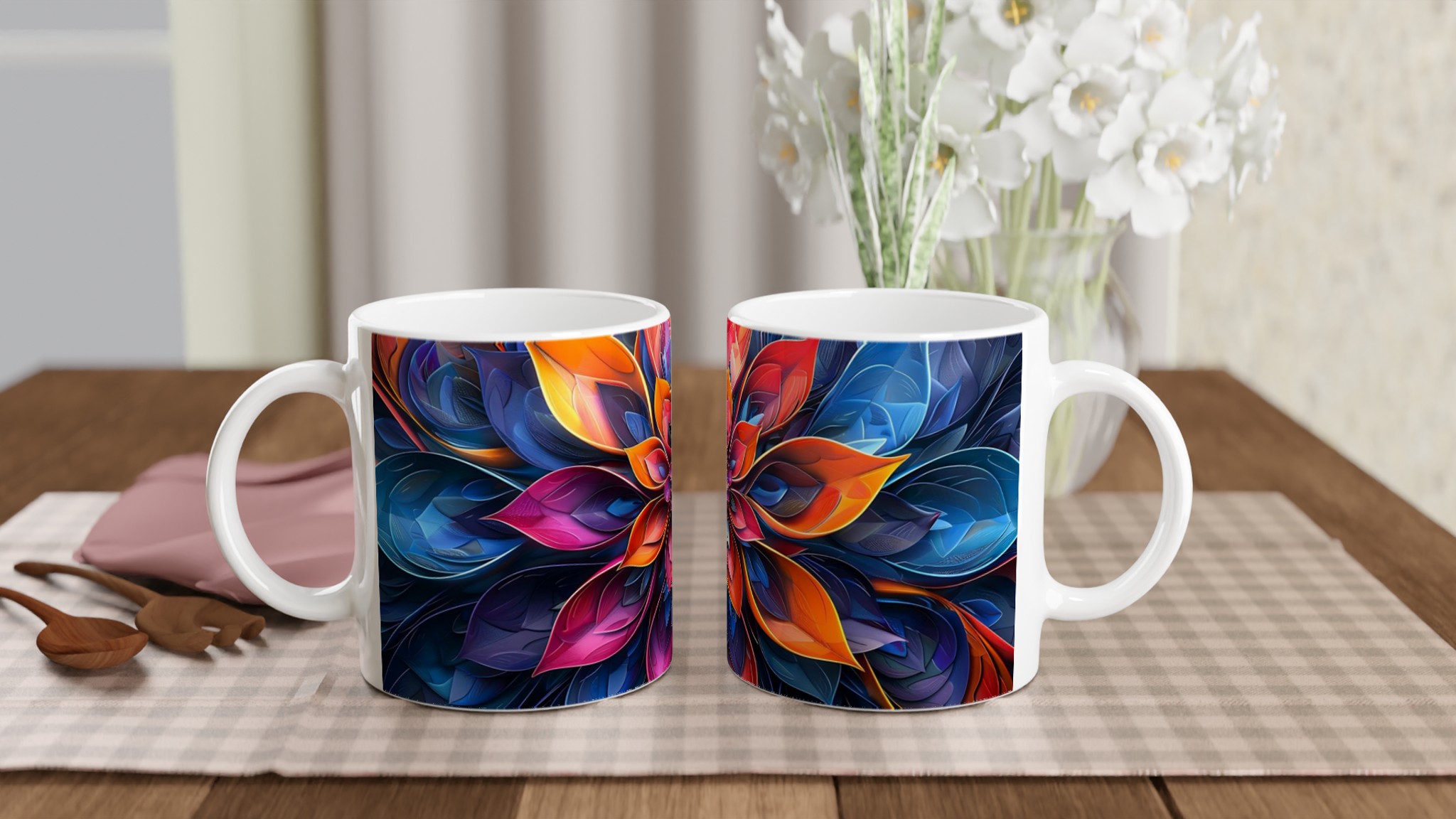 Abstrakt Blomster Keramikmugg – Konstnärlig Kaffekopp med Levande Färger och Välj din Favoritnyans 10 92dcde96-52f8-4da8-aee4-eb5d308dcad6