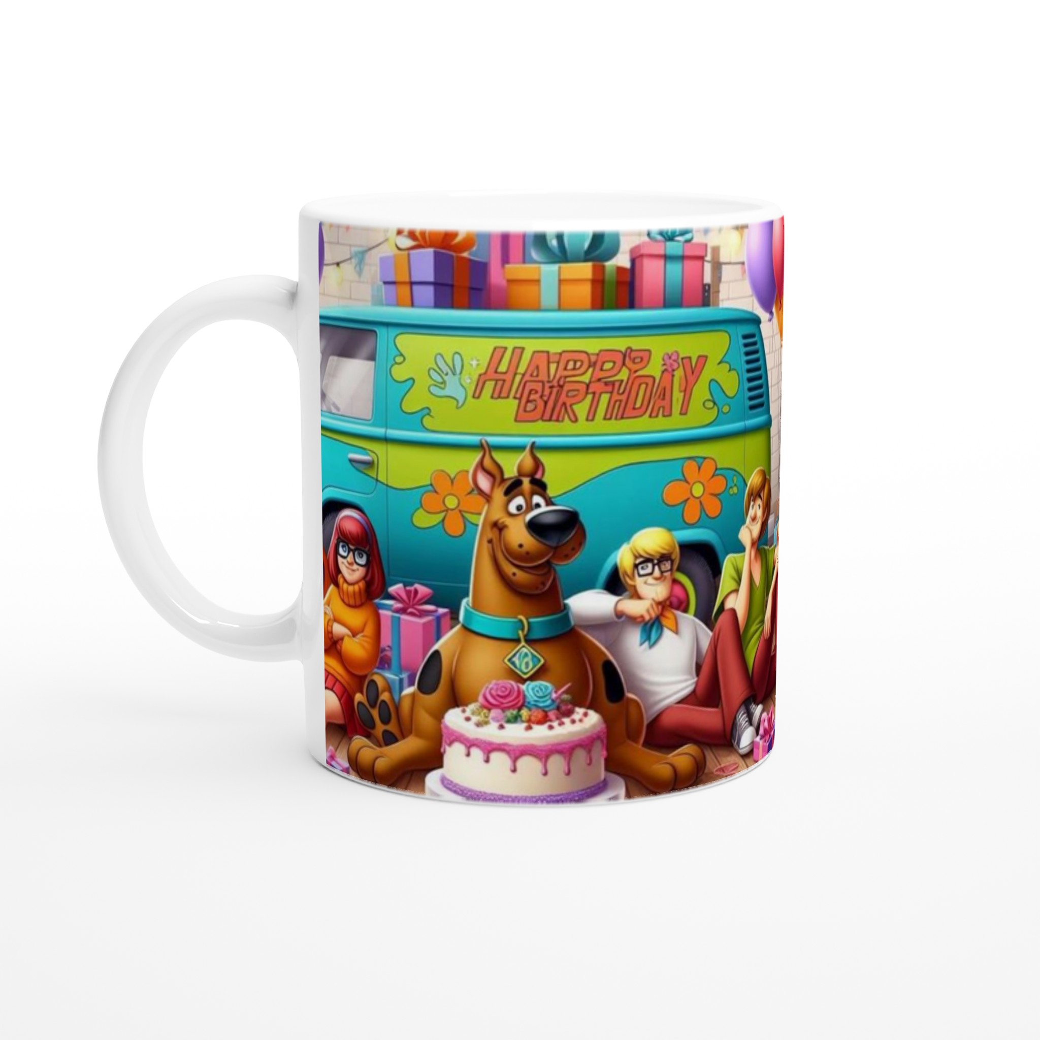 Färgstark Vit 11oz keramisk mugg med Scooby Doo och Vänners Födelsedagsglädje 1 92fa5634-b449-44fe-b56b-cd1e248b4927