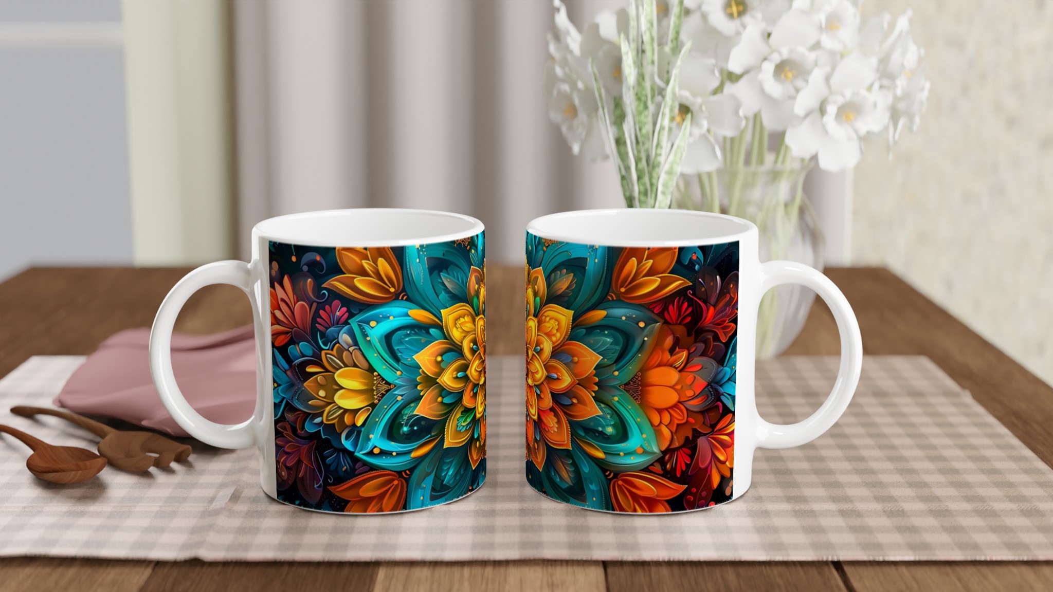 Abstrakt Mandala Keramisk Mugg – 11 oz i Valfri Färg, Diskmaskinsäker 10 930af17a-20c6-45a3-a937-cb3527a36cbc