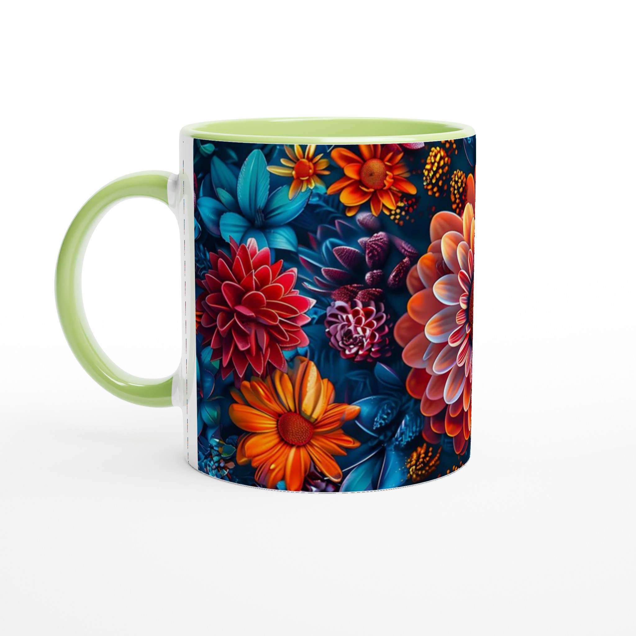 Tropisk Blomsterglädje 11oz Keramikmugg – En Färgexplosion för Din Kaffestund 7 935676ae-0878-479d-b9d3-00ea69504449
