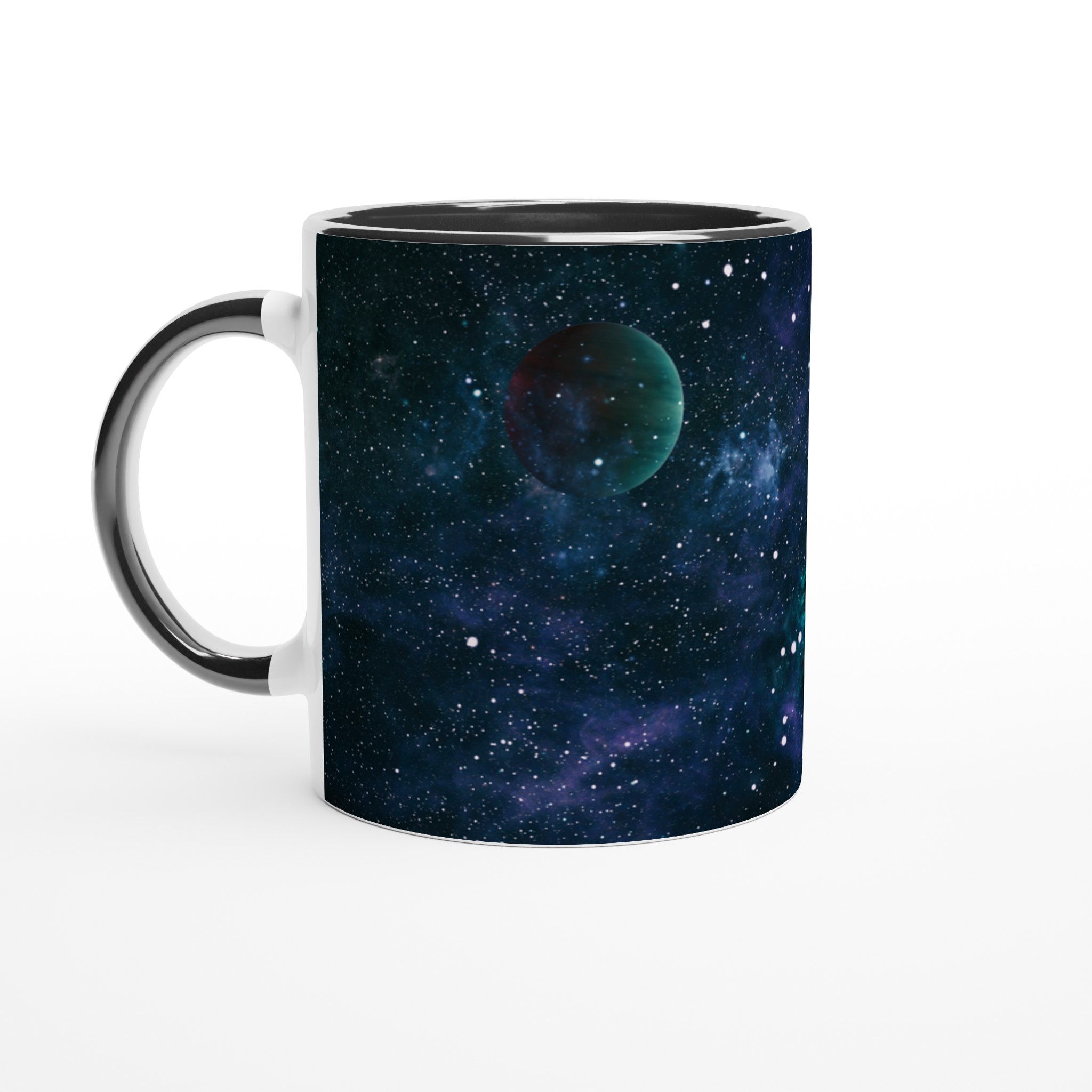 Vit 11oz keramisk mugg med rymdinspirerat kosmosmotiv i flera livfulla färger 4 936db69f-0c9b-4784-99d2-56d12ef5d0d4