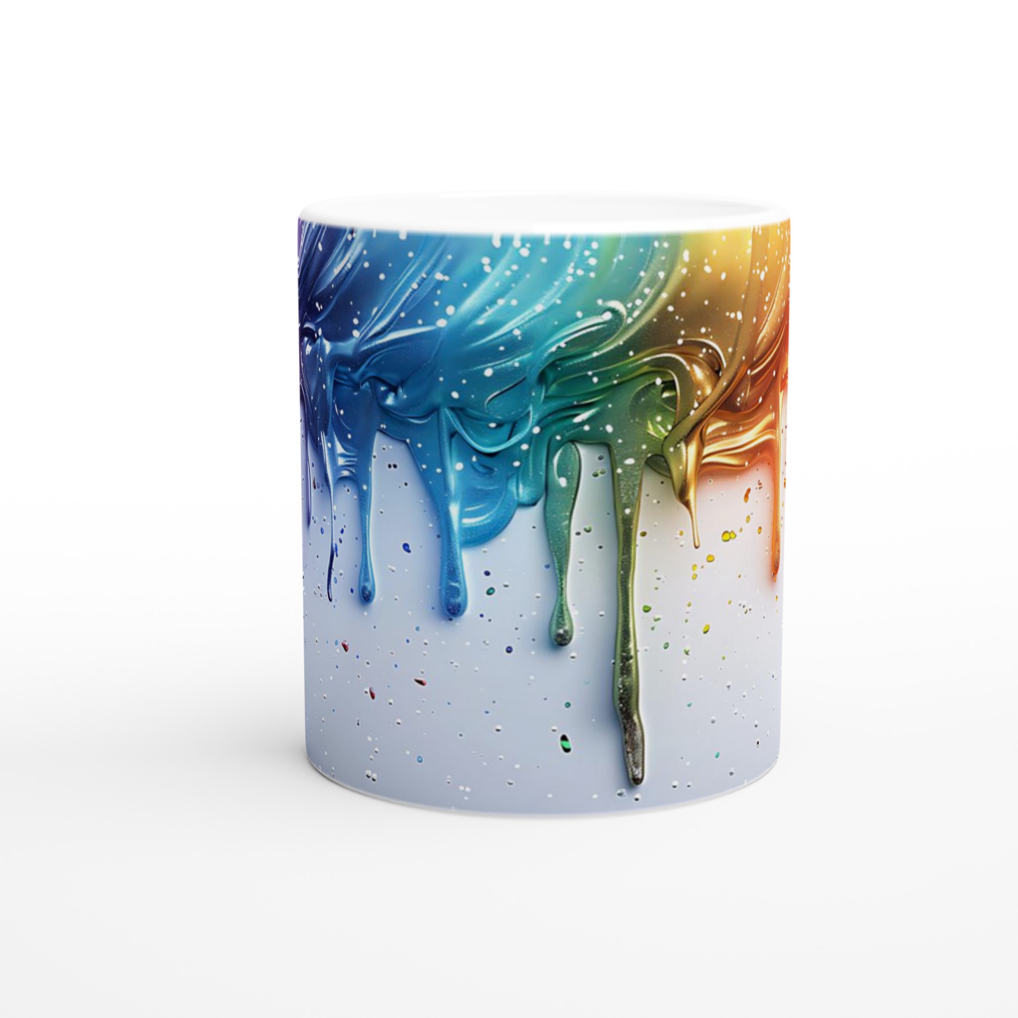 Färgsprakande 11oz Keramisk Mugg – Konstnärligt Regnbågsdesign i Sju Levande Färger 8 93be9cee-2135-4388-909a-096108358c55