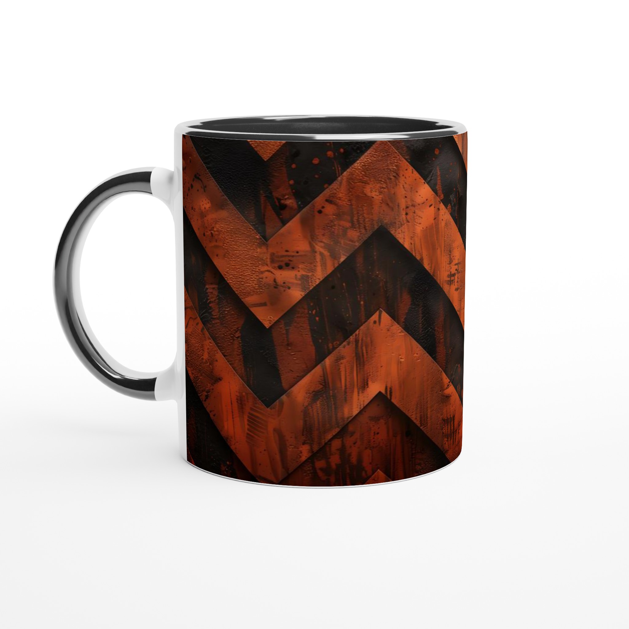 Vit 11oz keramisk mugg med djärv orange och svart zigzag-design – välj bland sju färgstarka keramiska nyanser 4 93f68f53-9ae2-400e-a7a2-4574449fe8f5
