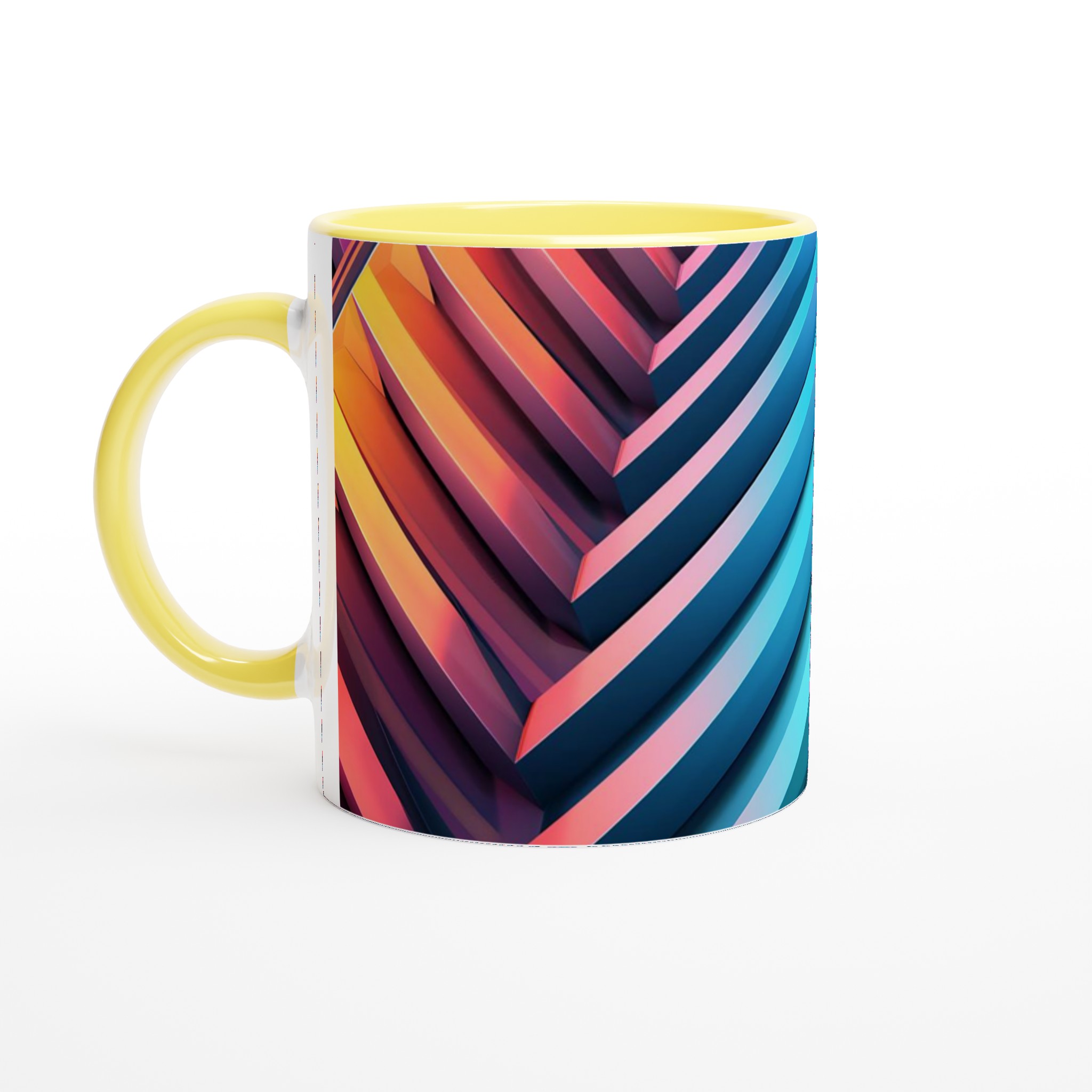 Abstrakt Chevron Mugg – 11oz Keramisk Kaffekopp i Levande Neonfärger, Perfekt för Den Moderna Vardagen 3 9433a5e6-8ff6-4de9-b48d-085c3f56160b