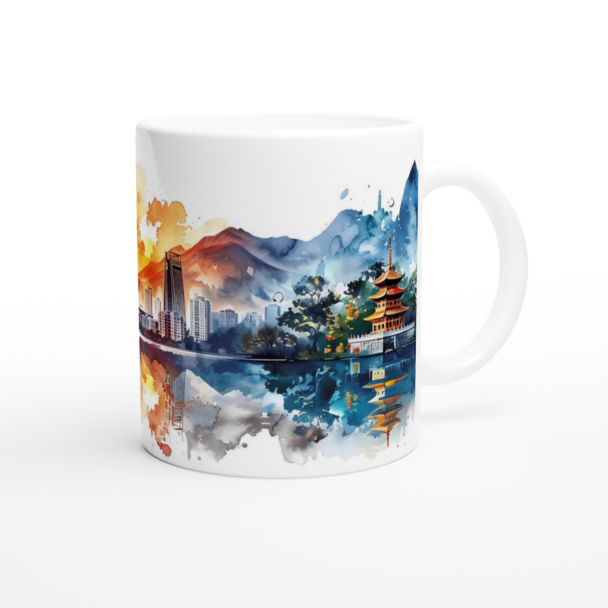 Taipei Watercolour Cityscape Mugg – 11 oz premium keramikmugg i ditt val av 7 färger 9 943ad89c-74c5-4e67-a82c-c2a0d90d3f16