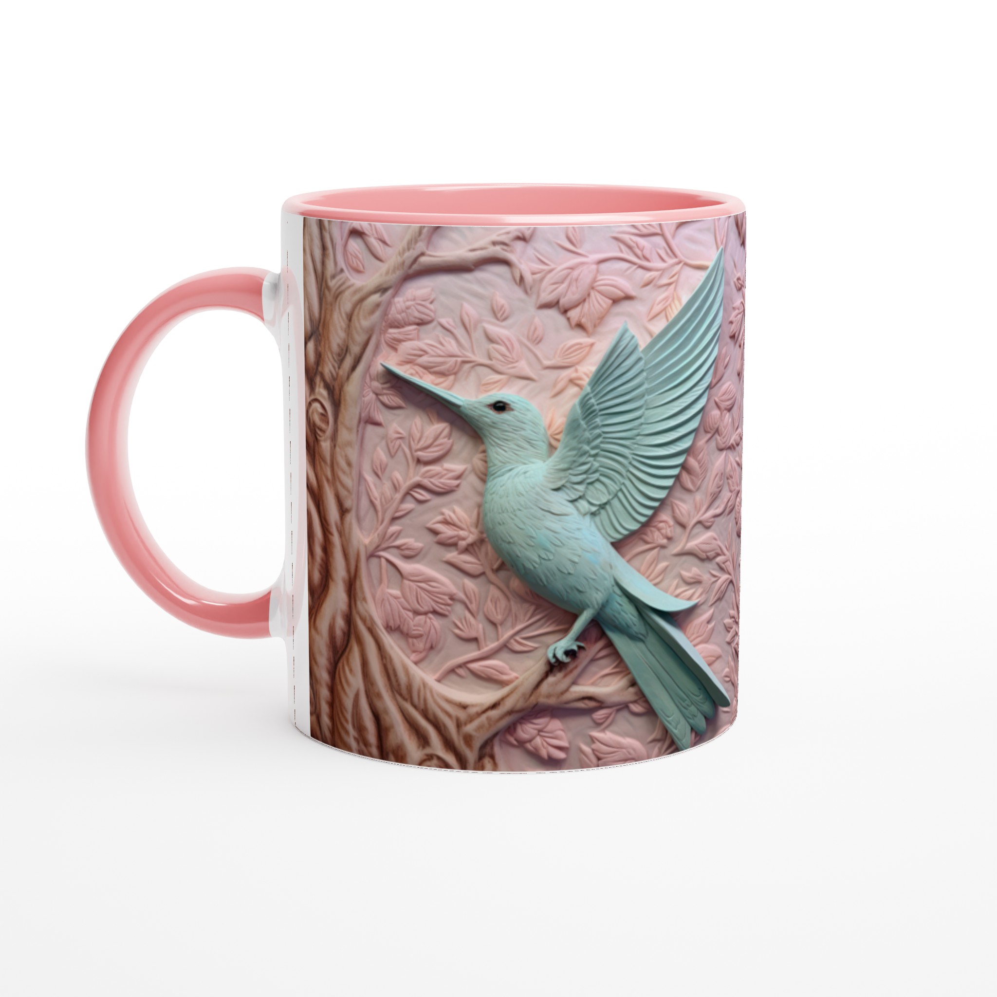 Vit 11oz keramisk mugg med eleganta pastellfåglar – välj bland sju vackra färger 6 944ddd03-0927-4aff-b34f-9fd02383b508