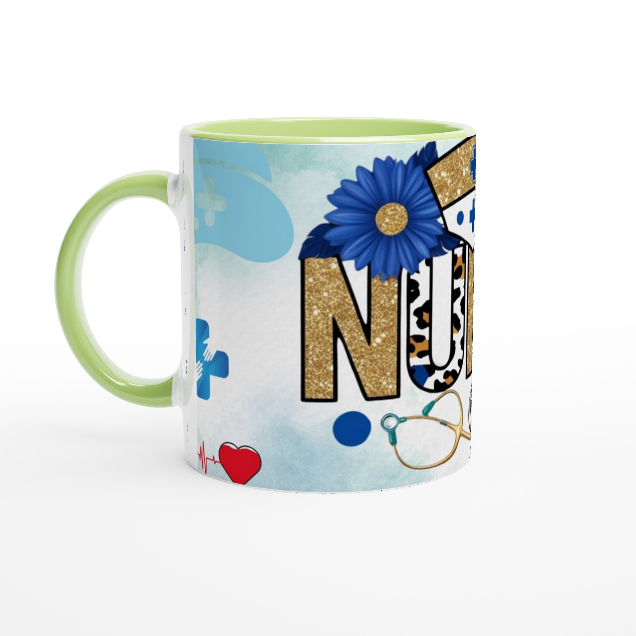 Stilren Vit 11oz Keramisk Mugg med Nurse-design i Guld, Leopard och Blått – Välj Din Favoritfärg! 8 94d05430-9b37-47d9-a3ad-628af6f8f888