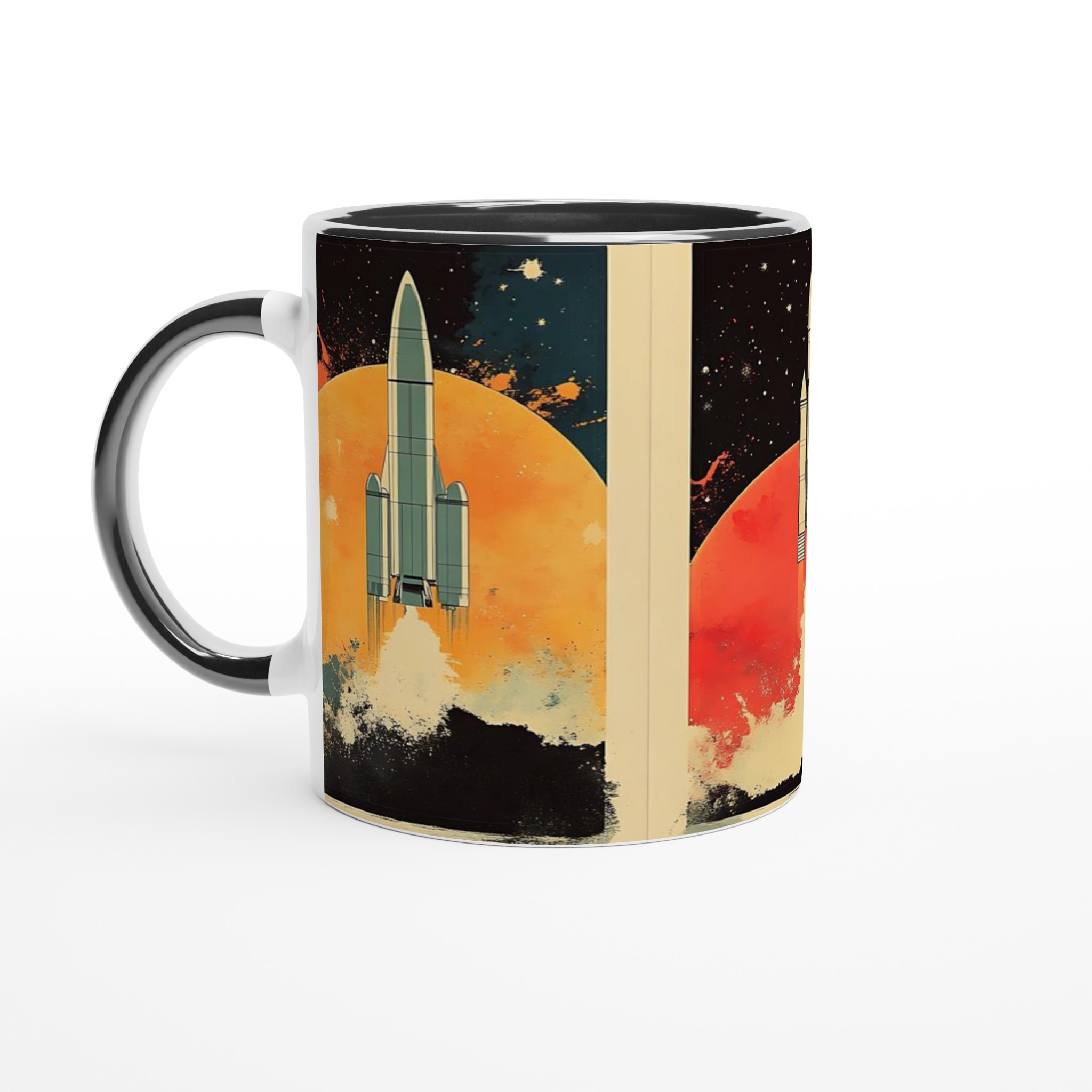 Retro Space Odyssey Mugg – 11oz Keramisk Mugg med Raketmotiv och Starka Kontraster 4 94f3aa0e-8732-4973-bace-e06b0620fe8b