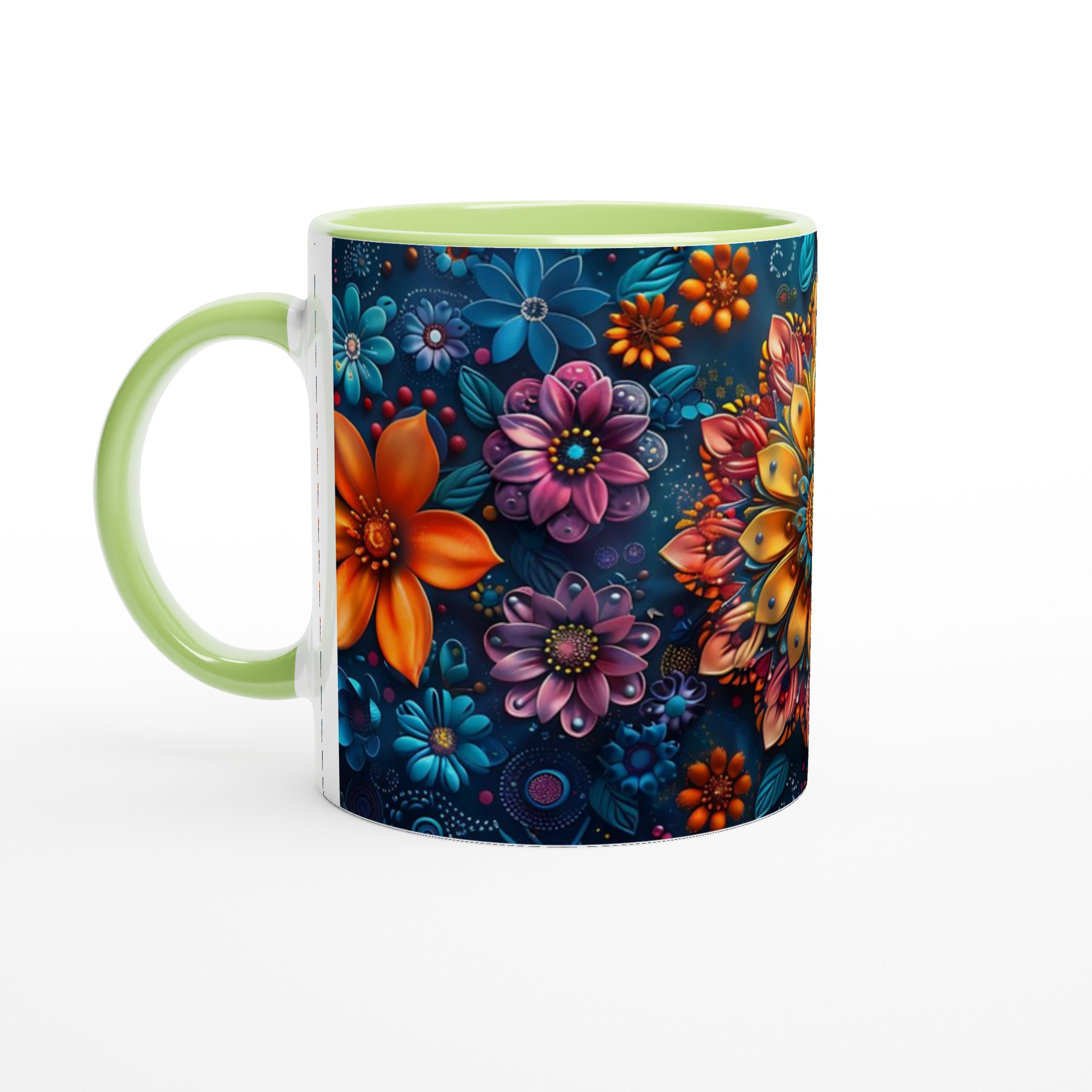 Mångfärgad blommig Mandala 11oz Keramisk Mugg – Konstnärlig Design i Flera Färger 7 94faaef9-3ae0-4aed-a5f7-8e865736a314