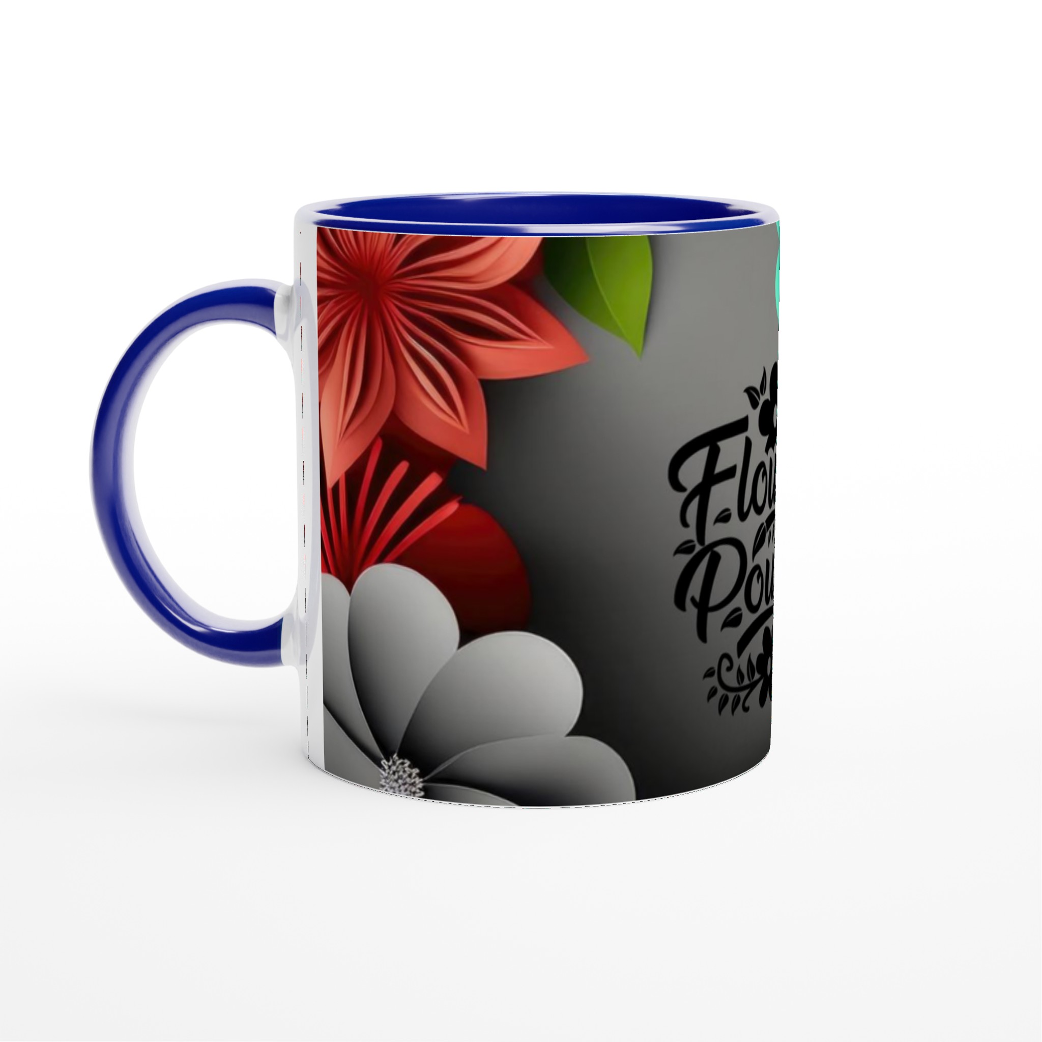 Vit 11oz keramisk mugg med blomsterkraft – välj din favoritfärg bland sju keramiska nyanser 2 9552d767-9795-4cab-b5e6-99b167a2cffd