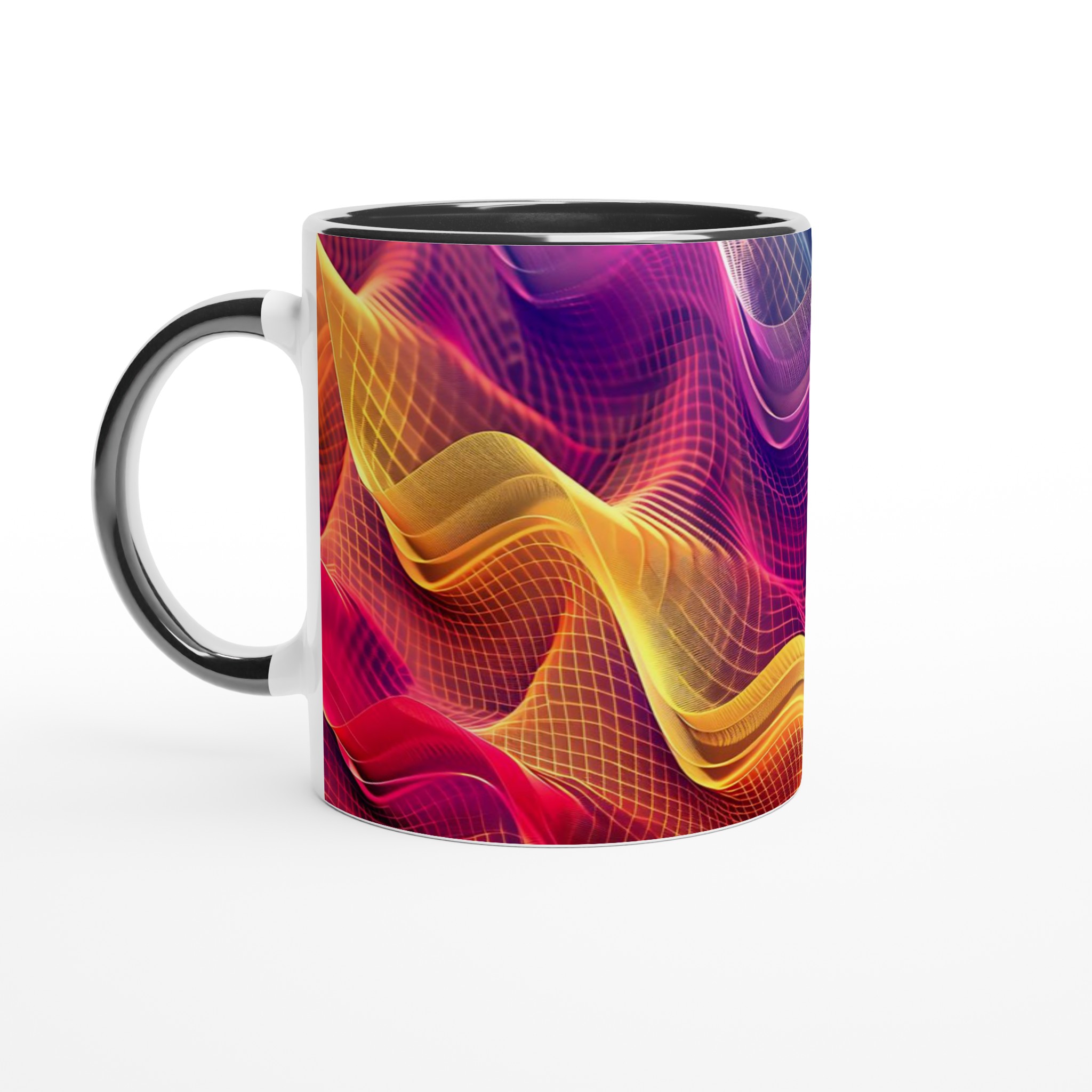 Vit 11oz keramisk mugg med livfull abstrakt design i flera färger 4 95533fac-5824-4a23-b8ab-1fd33cafdcd1