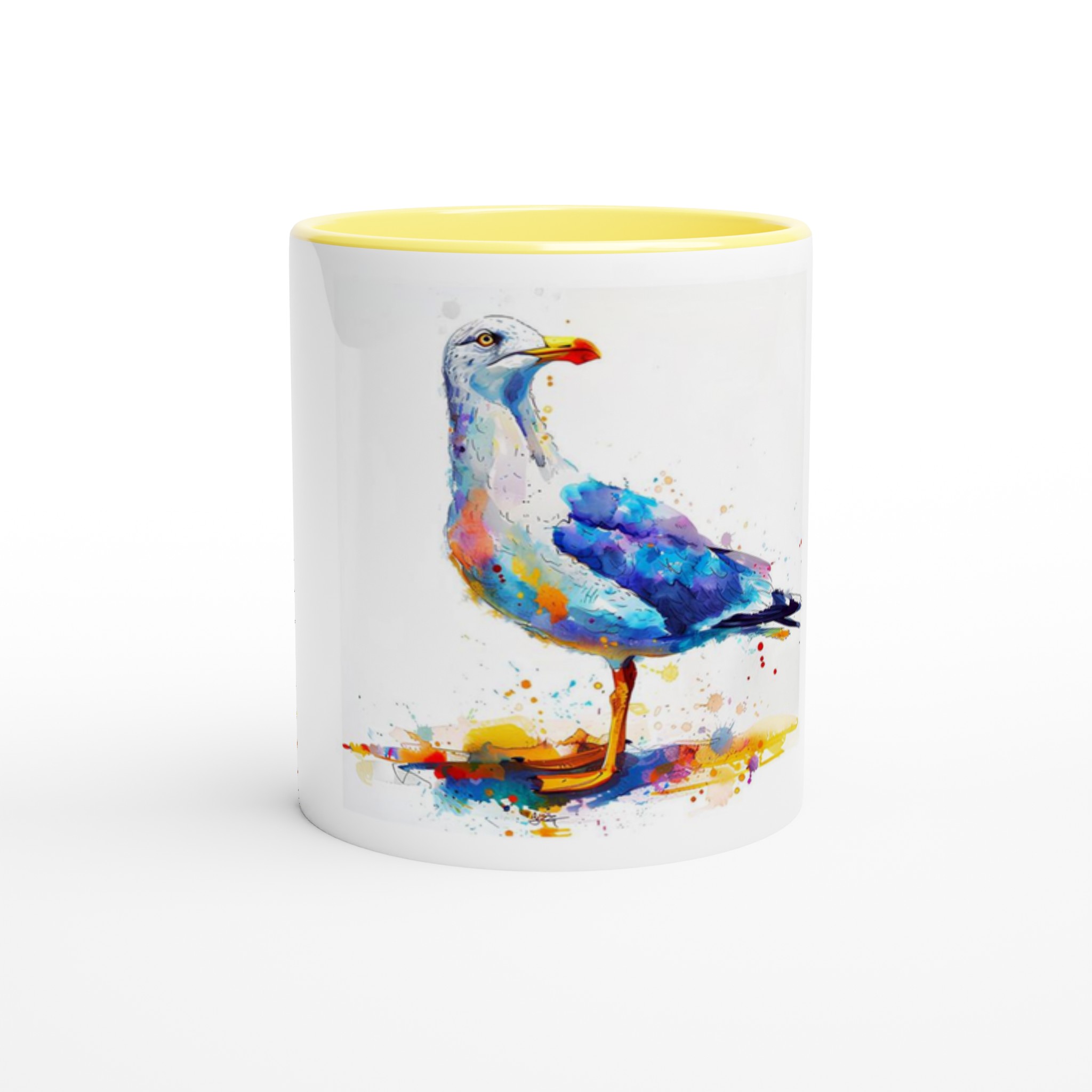Konstnärlig Keramisk Mugg med Akvarellmås – Färgstark 11oz Kaffekopp med Färgad Insida 1 95555b24-f089-43c6-b03e-6c0b2335bdf4